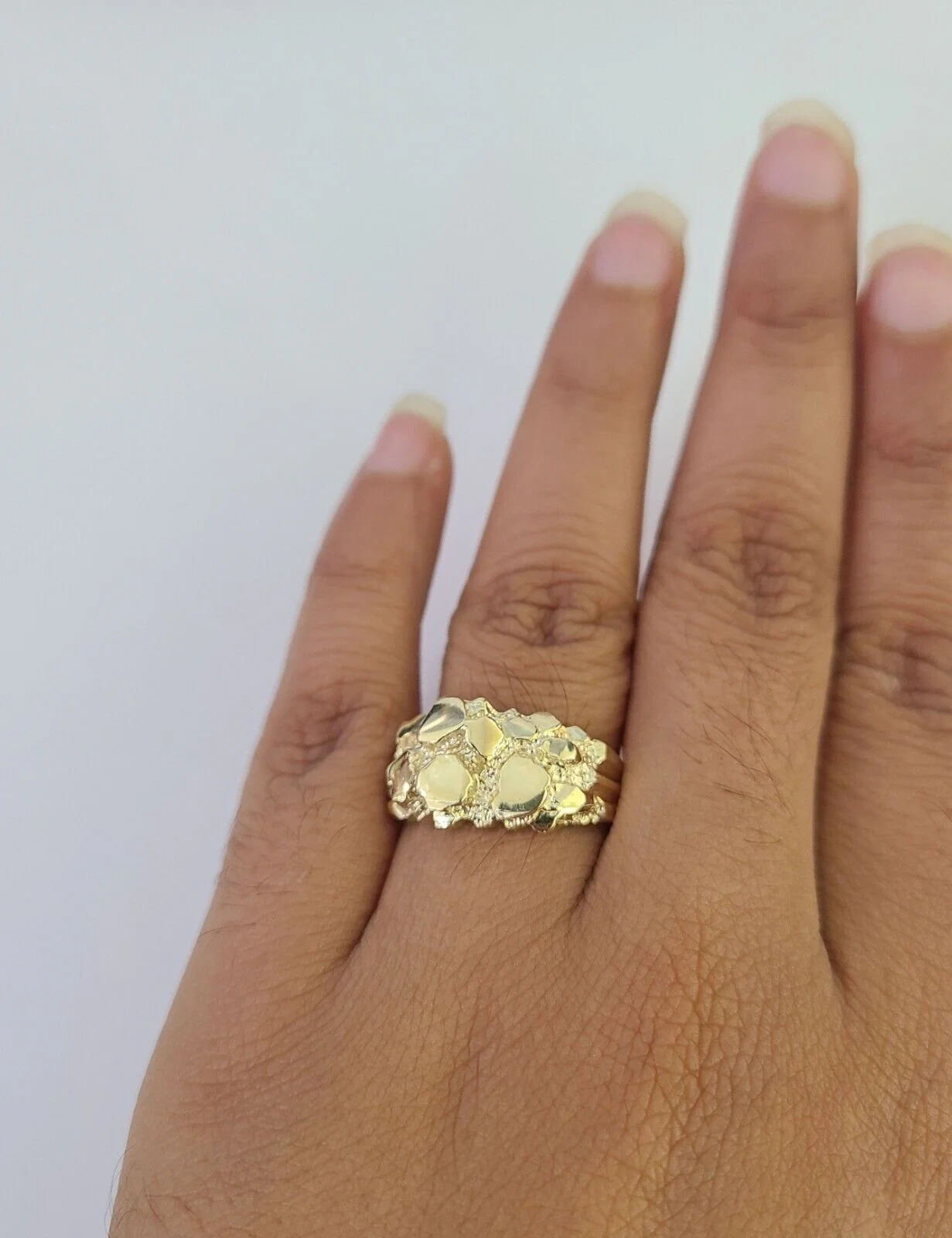 Real 10k Nugget Ring Yellow Gold Casual Ring 10kt Genuine All Sizes - Image 2