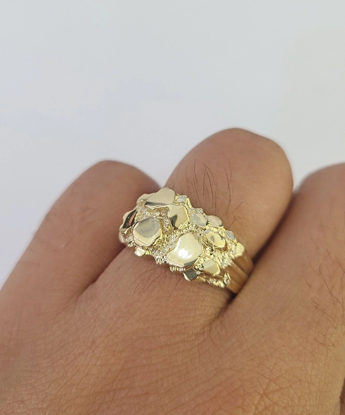 Real 10k Nugget Ring Yellow Gold Casual Ring 10kt Genuine All Sizes - Image 3