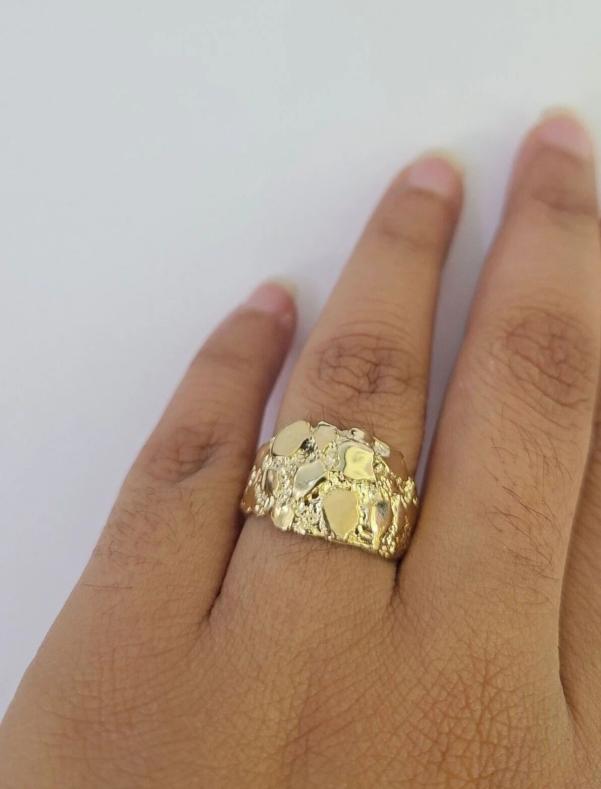Real 10k Nugget Ring Yellow Gold Casual Ring 10kt Genuine All Sizes - Image 5