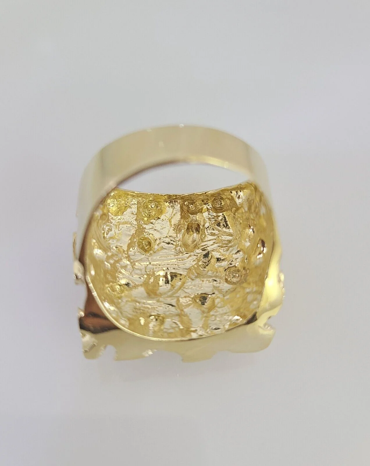 Real 10k Nugget Ring Yellow Gold Men Casual Square Ring 10kt All Sizes - Image 6