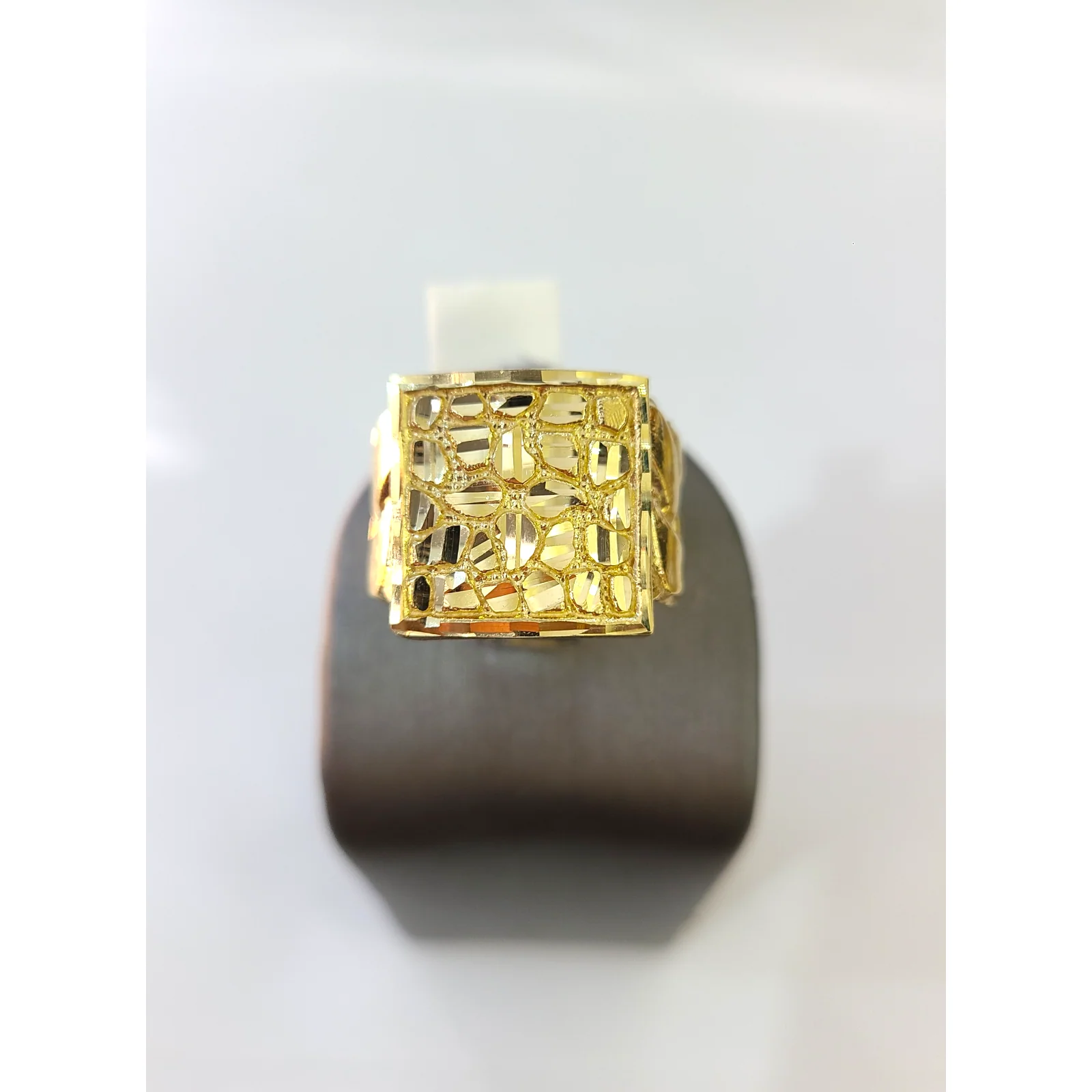 Real 10k Nugget Square Ring Yellow Gold Men 10Kt Genuine - Image 2