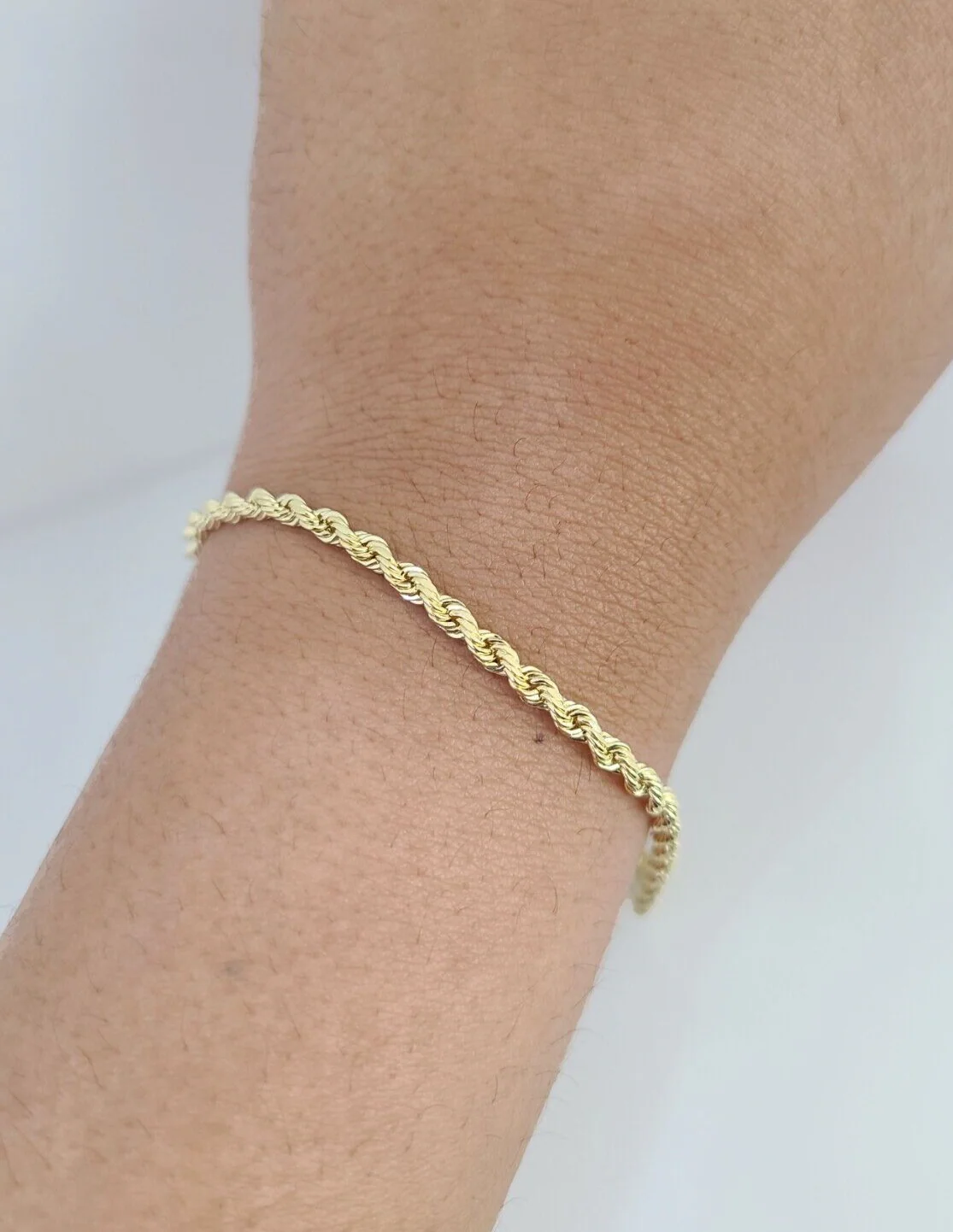 Real 10K Rope Bracelet Yellow Gold  8" Inch 3mm 10kt Men Women