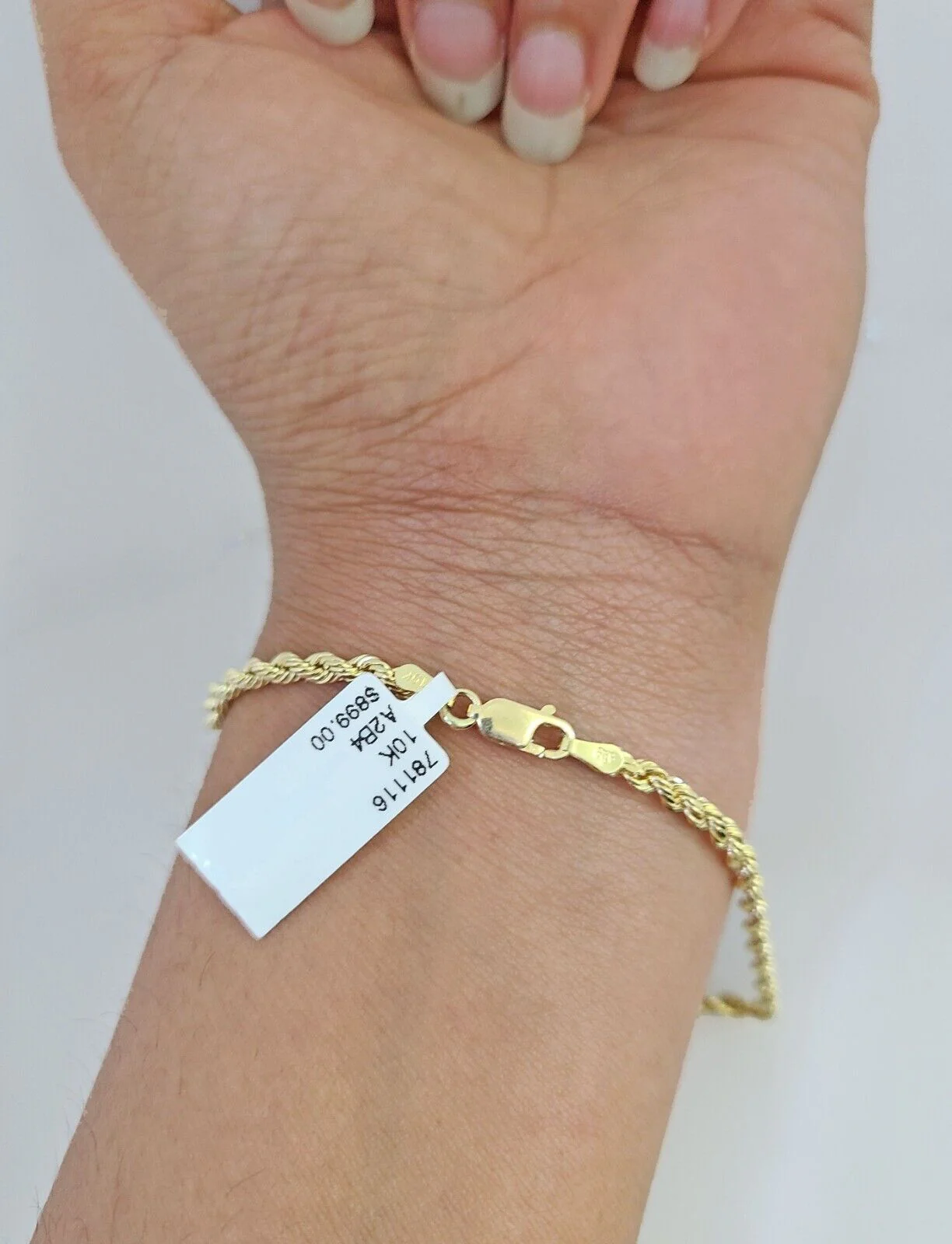 Real 10K Rope Bracelet Yellow Gold  8" Inch 3mm 10kt Men Women - Image 3