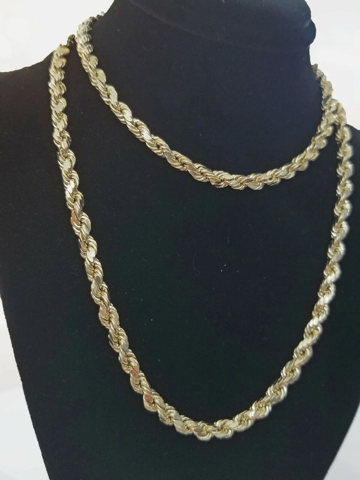 REAL 10k Rope Chain 4mm 22" Necklace Yellow Gold Diamond Cut Men Women - Image 10