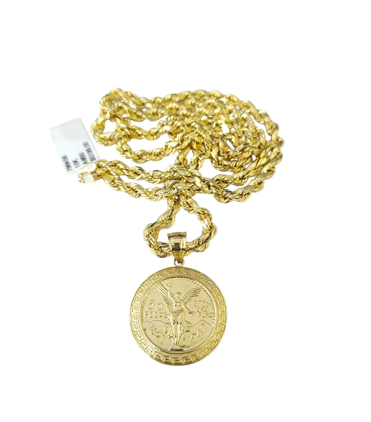 Real 10k Rope Chain Centenario 50 Pesos Charm Necklace SET 4mm 18"-24" Pendant - Image 6
