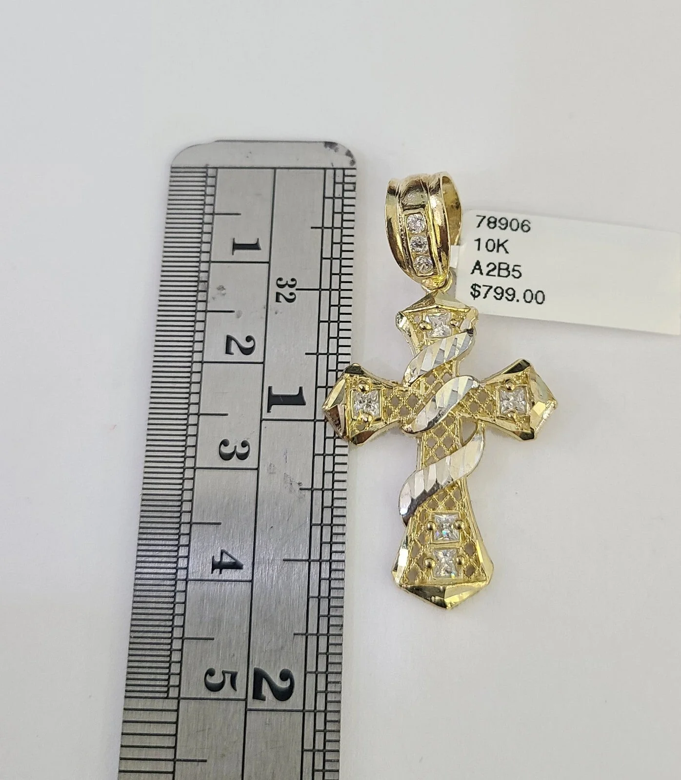 Real 10k Rope Chain Jesus Cross Charm Necklace Pendant Set 5mm 26" Inch Gold - Image 3