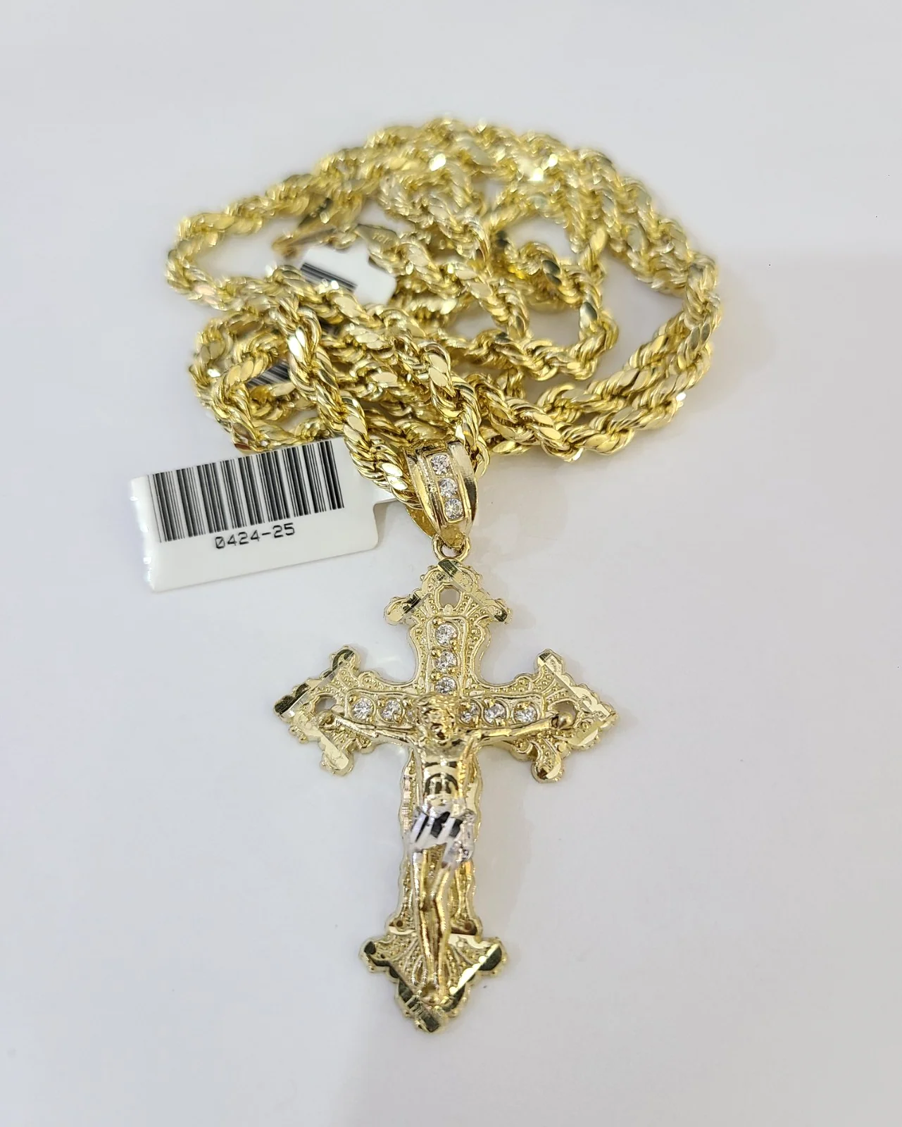 Real 10k Rope Chain Jesus Cross Charm Necklace SET 4mm 18"-28" Pendant - Image 4