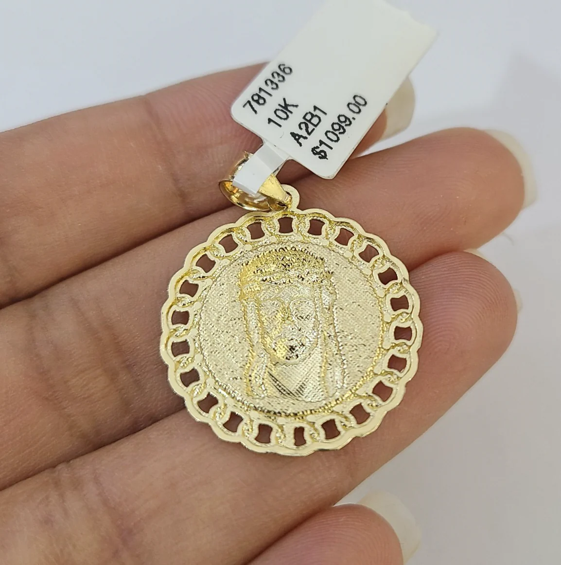 Real 10k Rope Chain Jesus Head Charm Necklace SET 2mm 18"-28" Pendant - Image 7