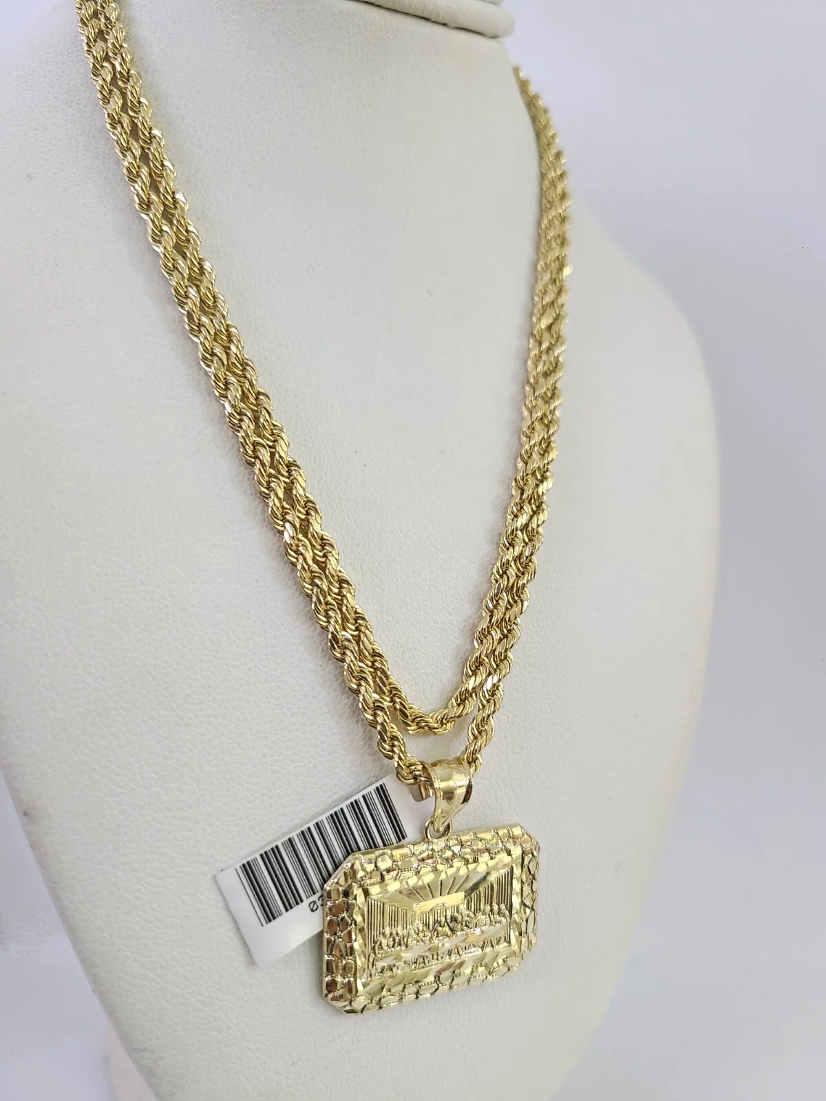 REAL 10k Rope Chain Last Supper Charm Pendant 3mm Necklace Set 18"-30" in - Image 5
