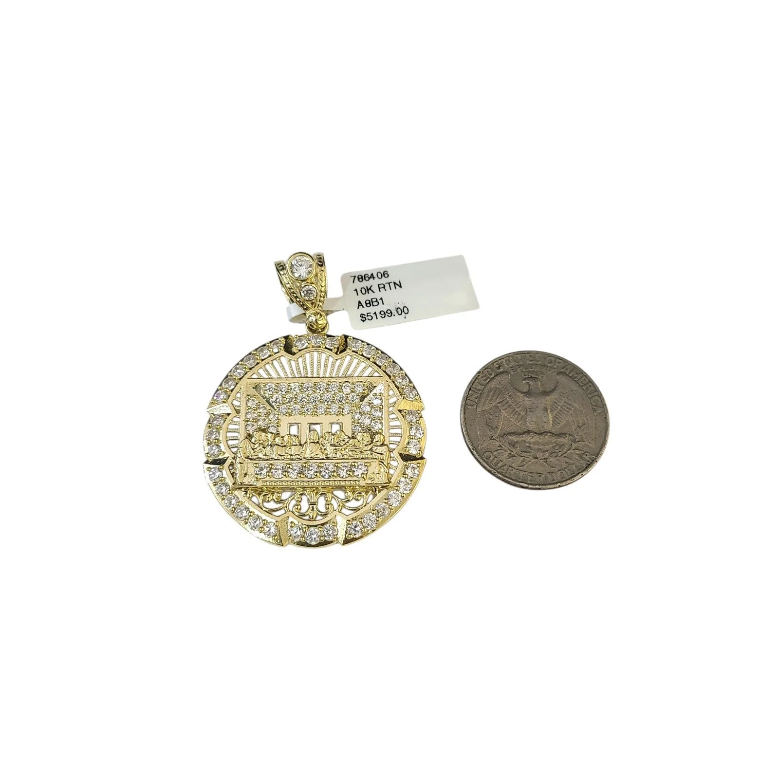 Real 10k Rope Chain Necklace Pendant Last Supper 7mm 20"-30" Set Gold Men - Image 2