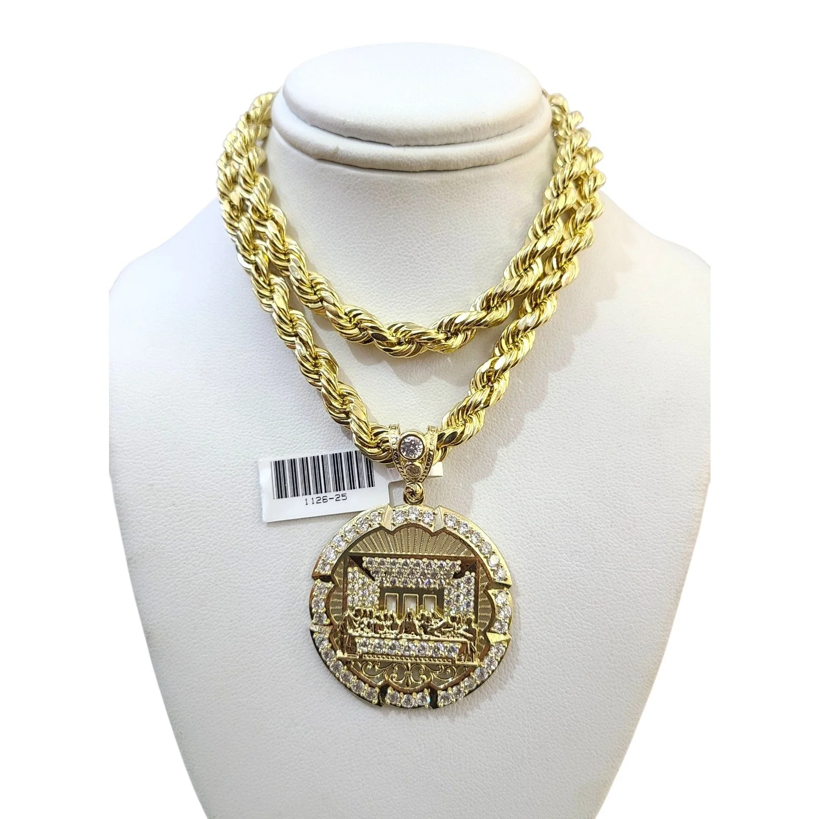 Real 10k Rope Chain Necklace Pendant Last Supper 7mm 20"-30" Set Gold Men - Image 7