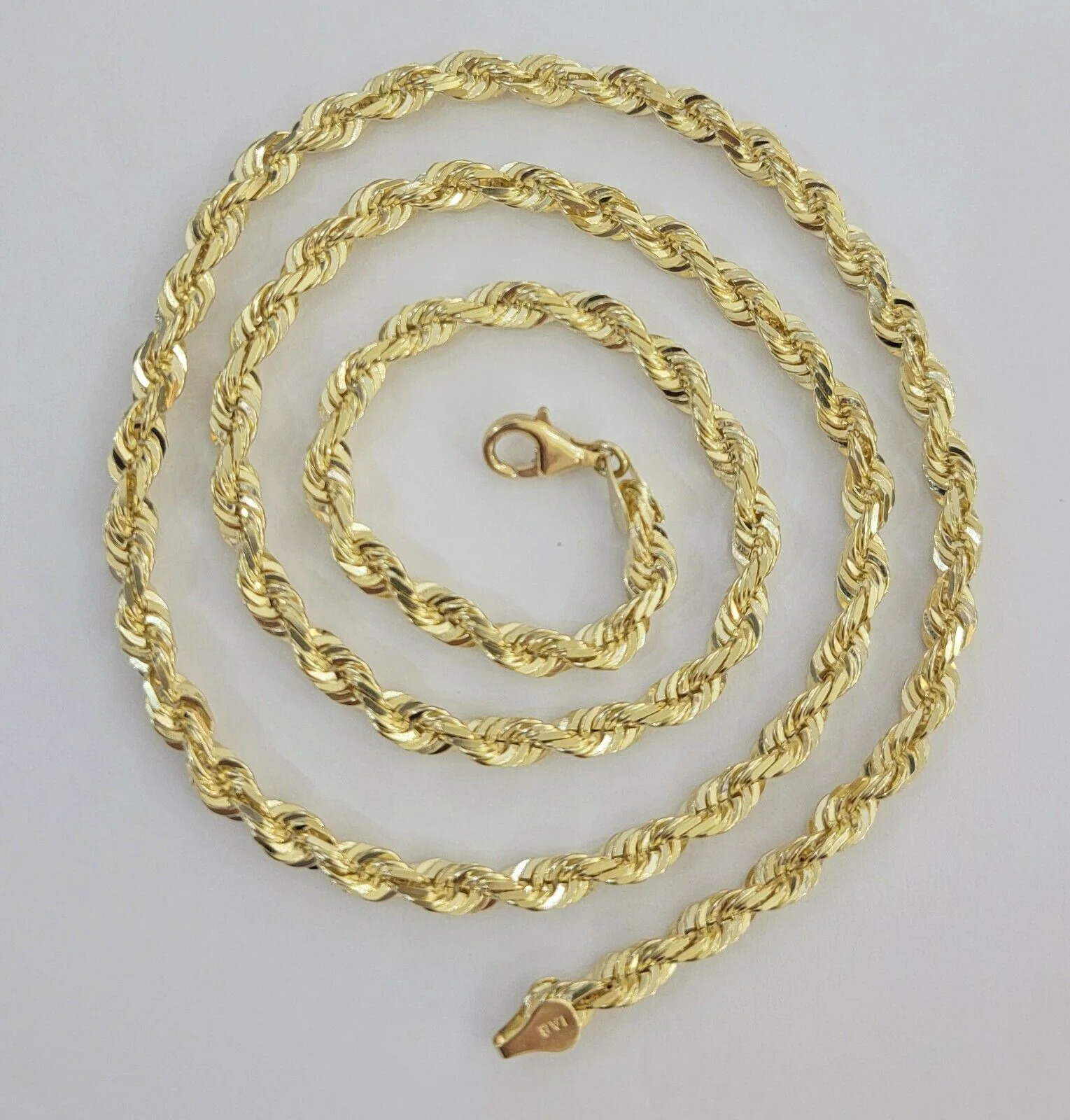 Real 10k Rope Necklace 26" Solid Chain 5mm 10kt Yellow Gld Diamond cut Men Women - Image 7