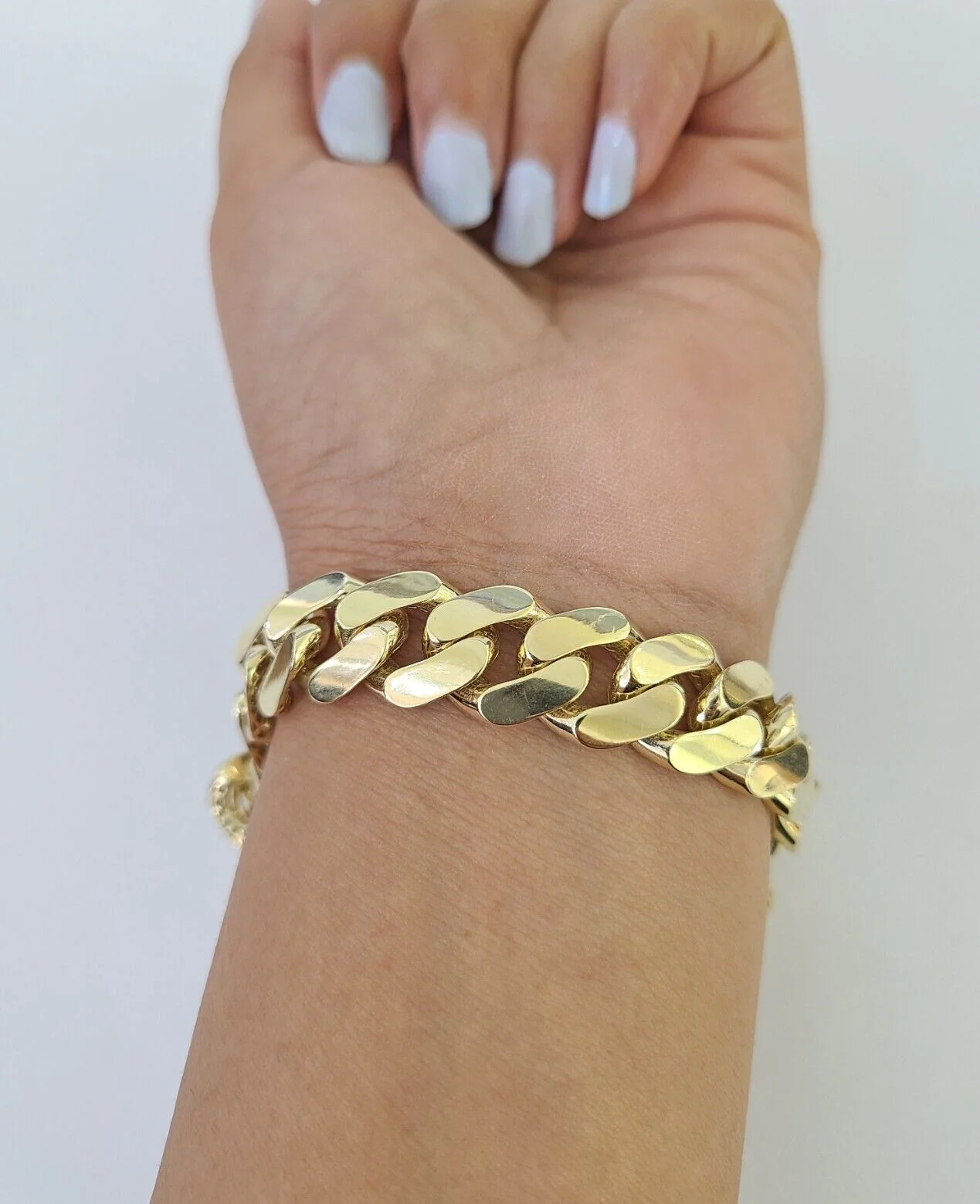 Real 10K Royal Monaco Bracelet Yellow Gold 8.5" Box Clasp 13mm Genuine Mens - Image 5