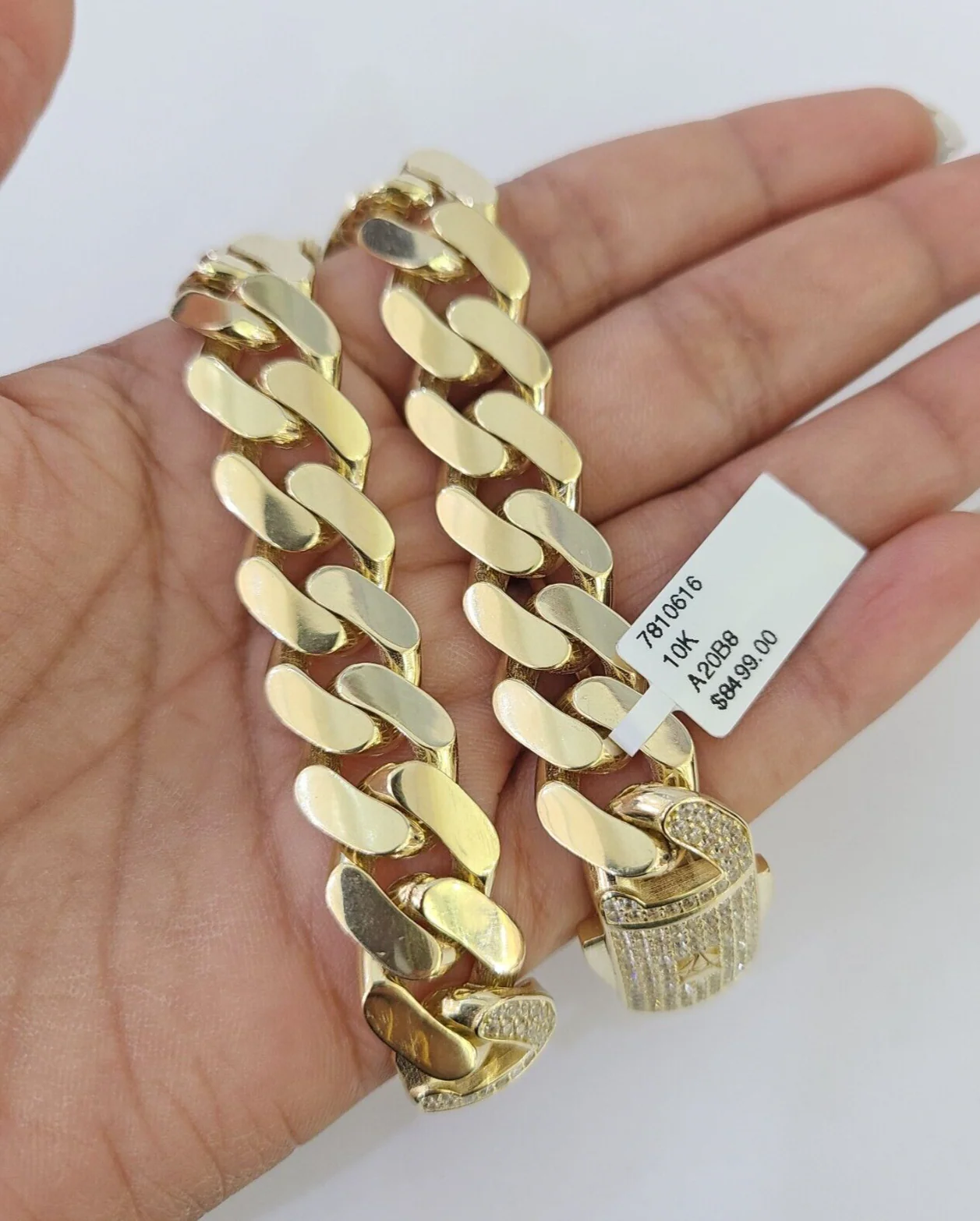 Real 10K Royal Monaco Bracelet Yellow Gold 8.5" Box Clasp 13mm Genuine Mens - Image 6