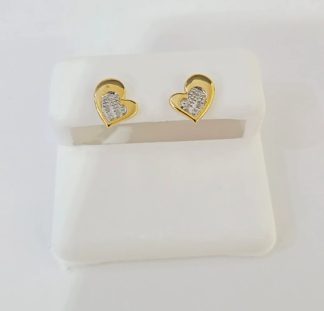 Real Diamond Heart Earring Ladies Screw Back 925 Silver - Image 2