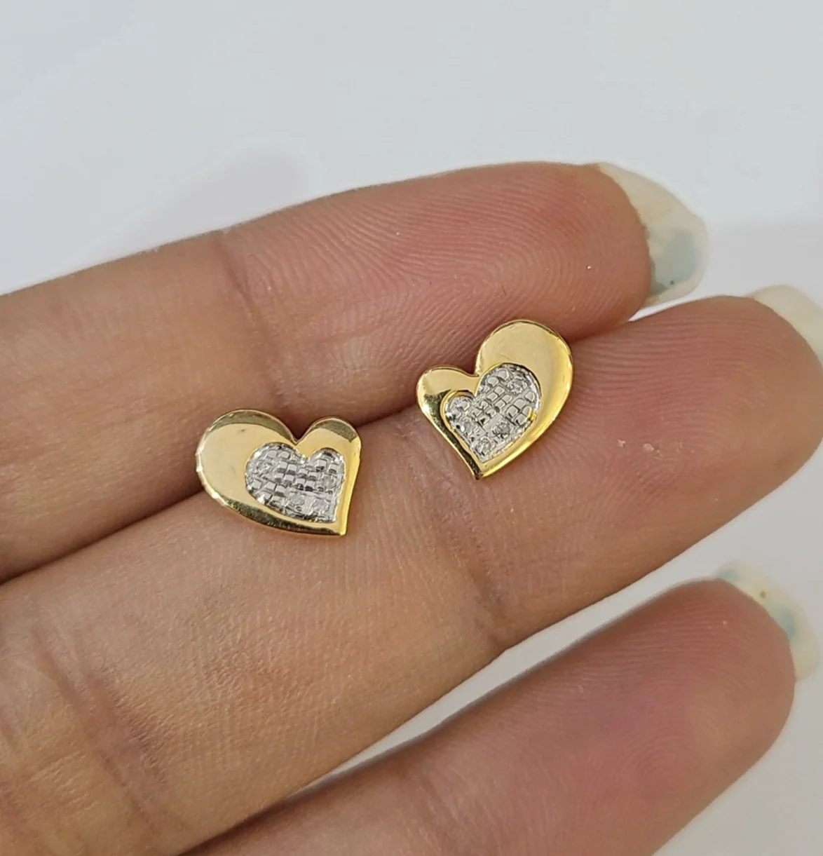 Real Diamond Heart Earring Ladies Screw Back 925 Silver - Image 3