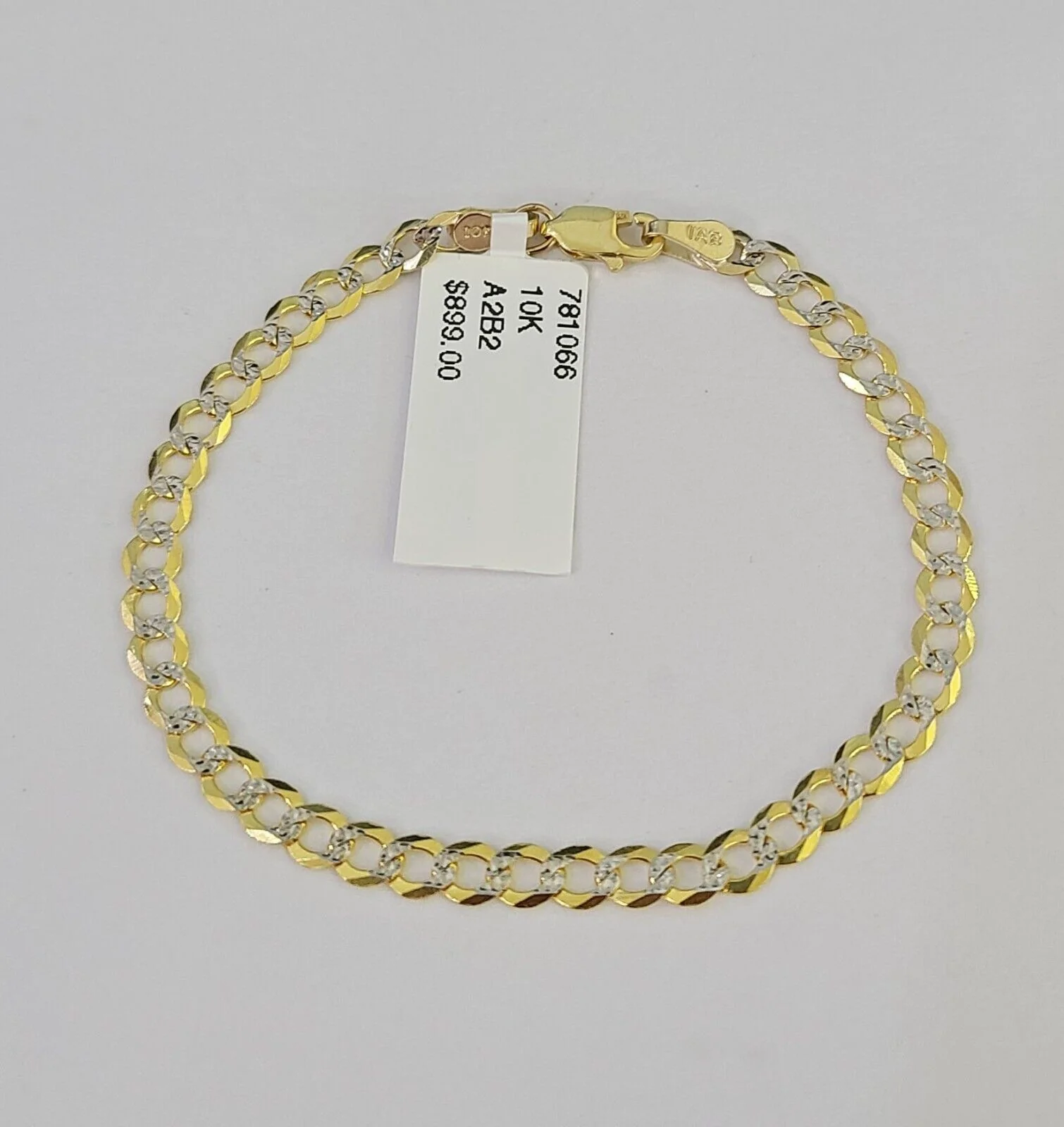 Real 10K Solid Cuban Curb Link Bracelet Yellow Gold Diamond Cuts 3.5mm 6" Kids - Image 4