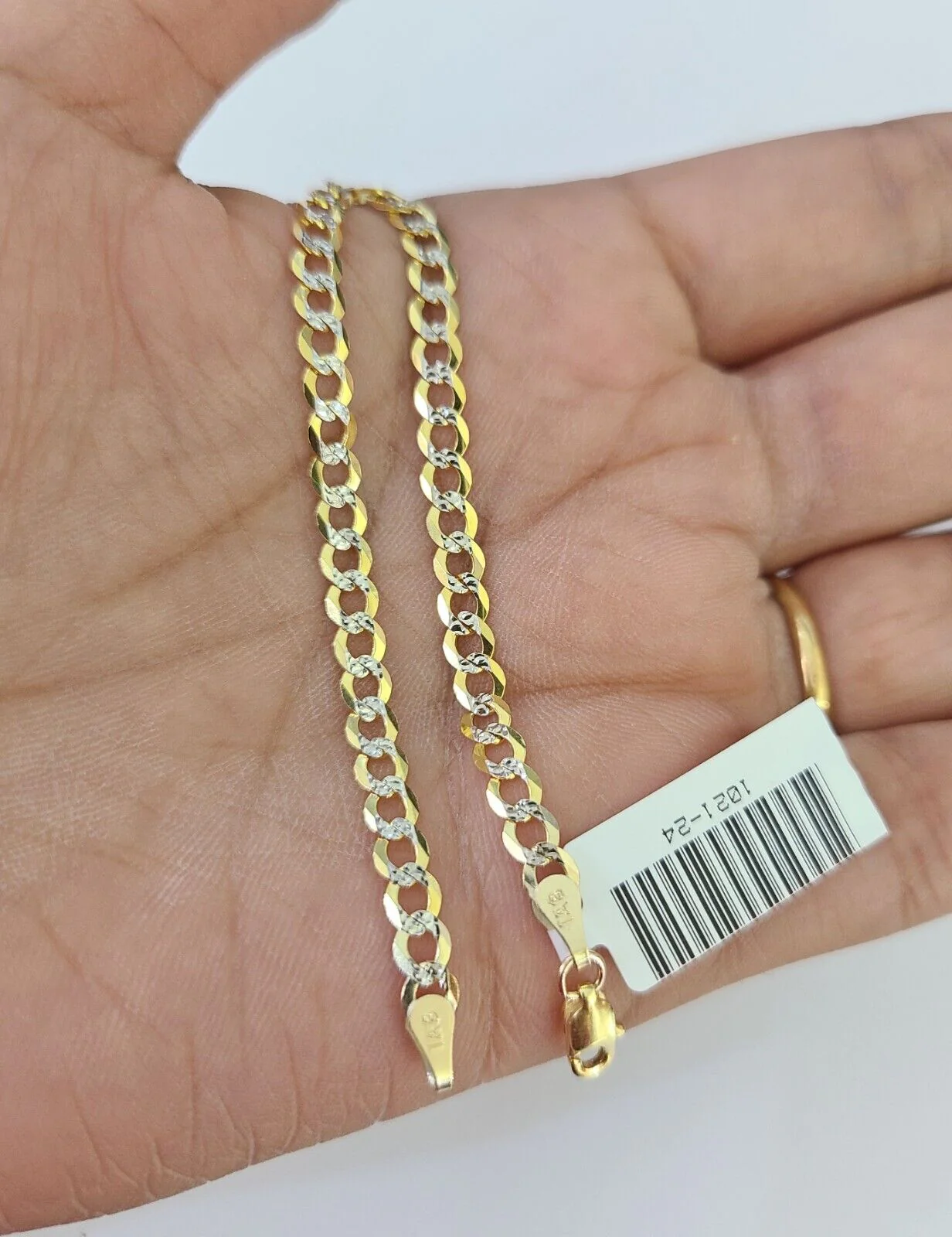 Real 10K Solid Cuban Curb Link Bracelet Yellow Gold Diamond Cuts 3.5mm 6" Kids - Image 5
