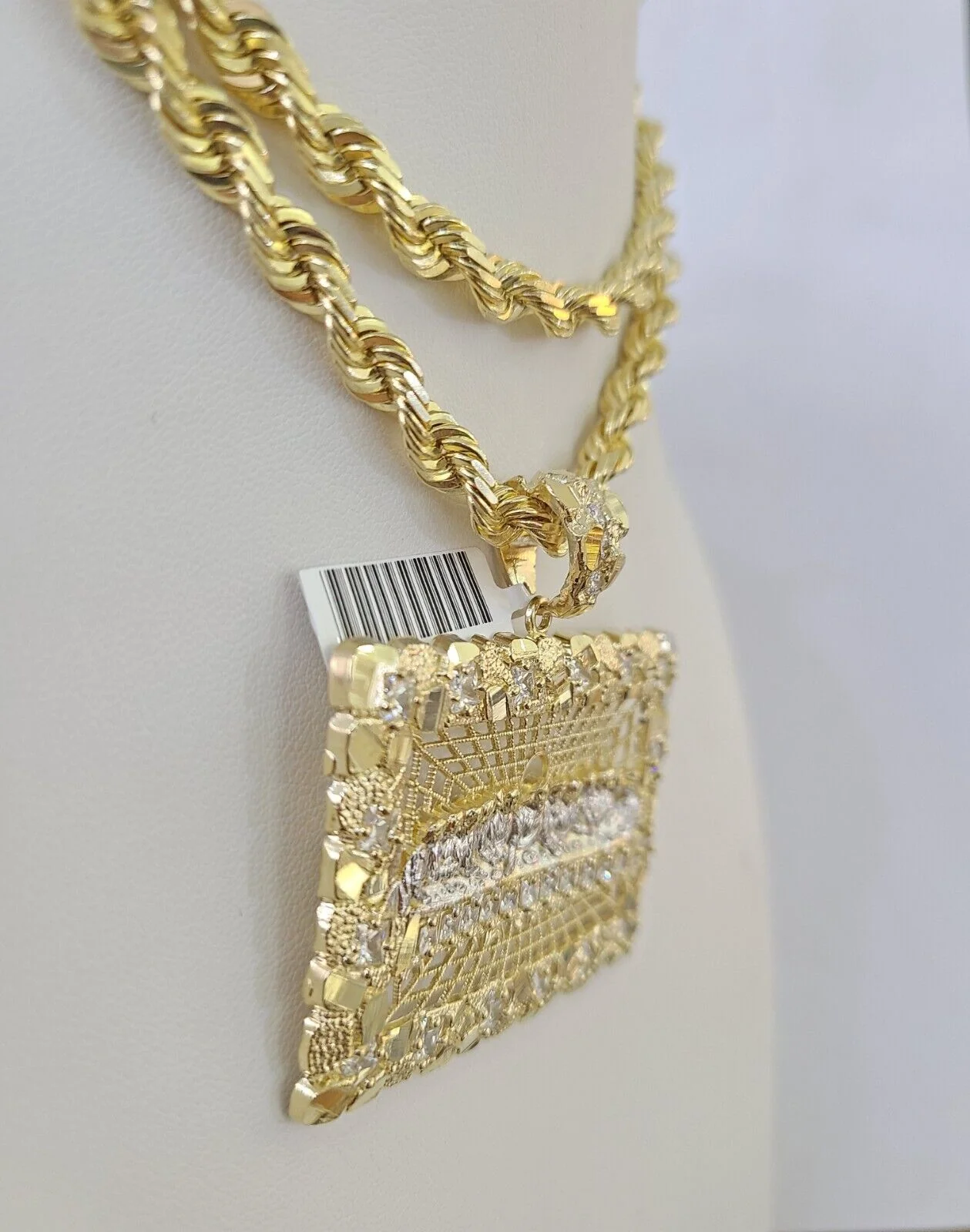 Real 10k Solid Rope Chain Last Supper Charm Set 6mm 20"-30" Inch Necklace Gold - Image 3