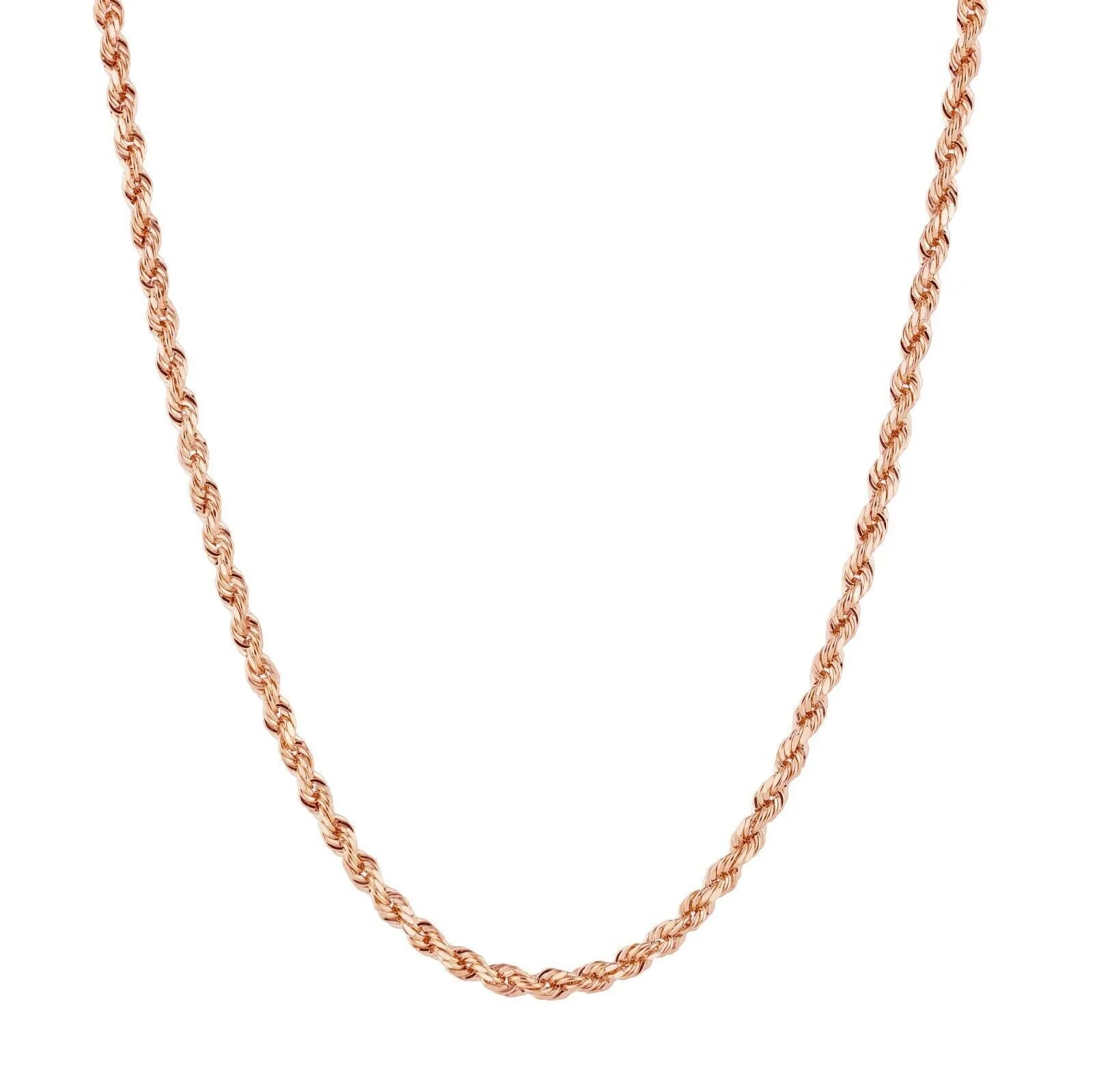 Real 10K Solid Rose Gold Rope Chain 4-6mm Necklace 18-24'' inches Lobster Lock - Image 2
