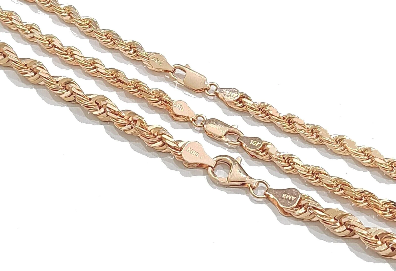 Real 10K Solid Rose Gold Rope Chain 4-6mm Necklace 18-24'' inches Lobster Lock - Image 5