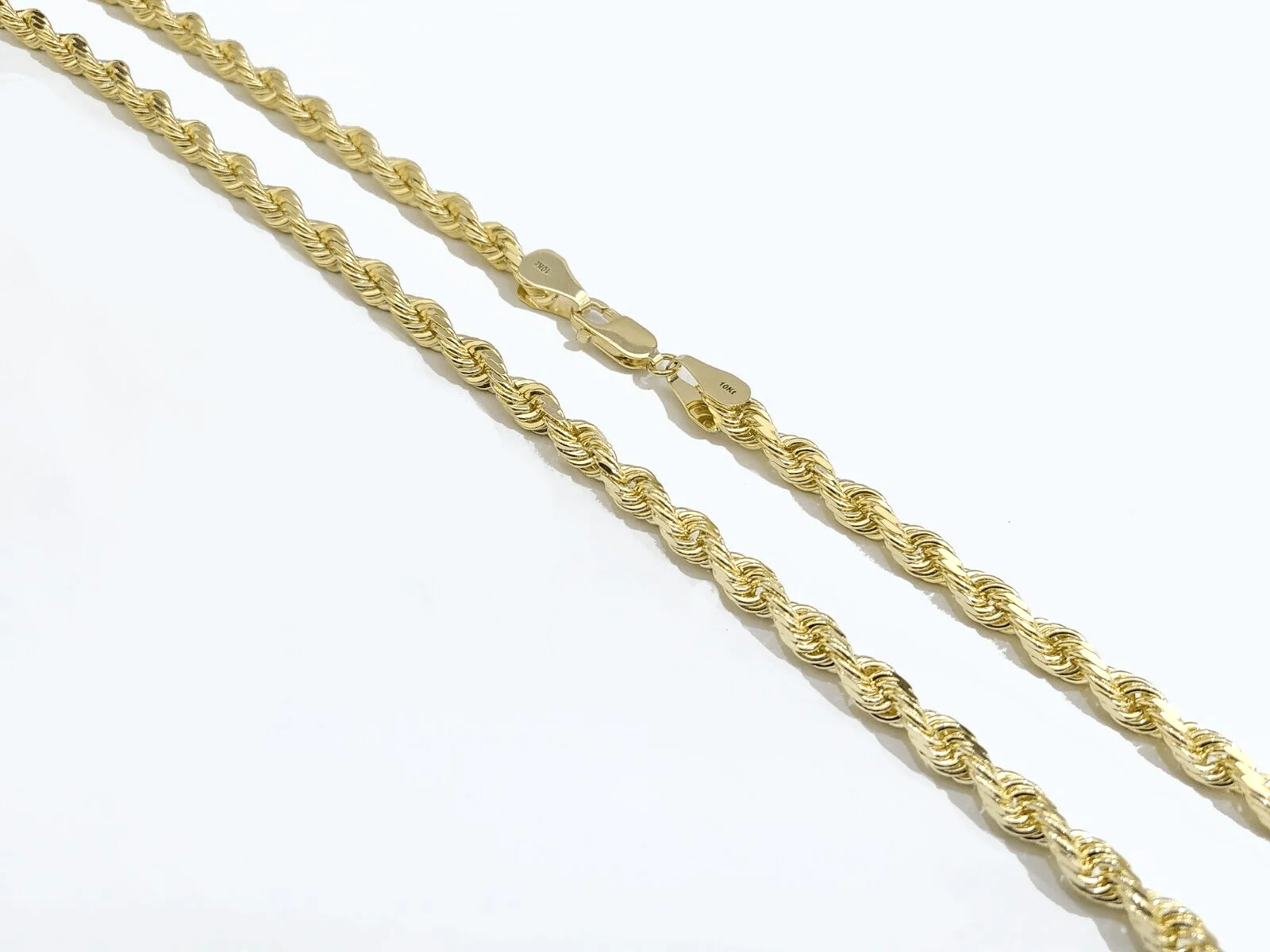 Real 10k Solid Yellow Gold Necklace Rope Chain 6mm 24" inch 10kt Unisex Chain - Image 3