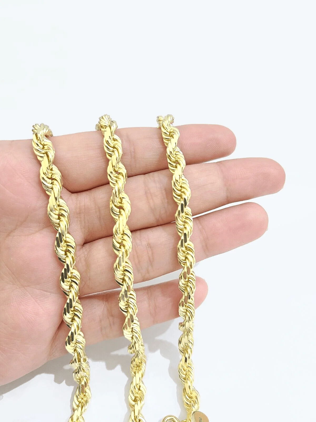 Real 10k Solid Yellow Gold Necklace Rope Chain 6mm 24" inch 10kt Unisex Chain - Image 5