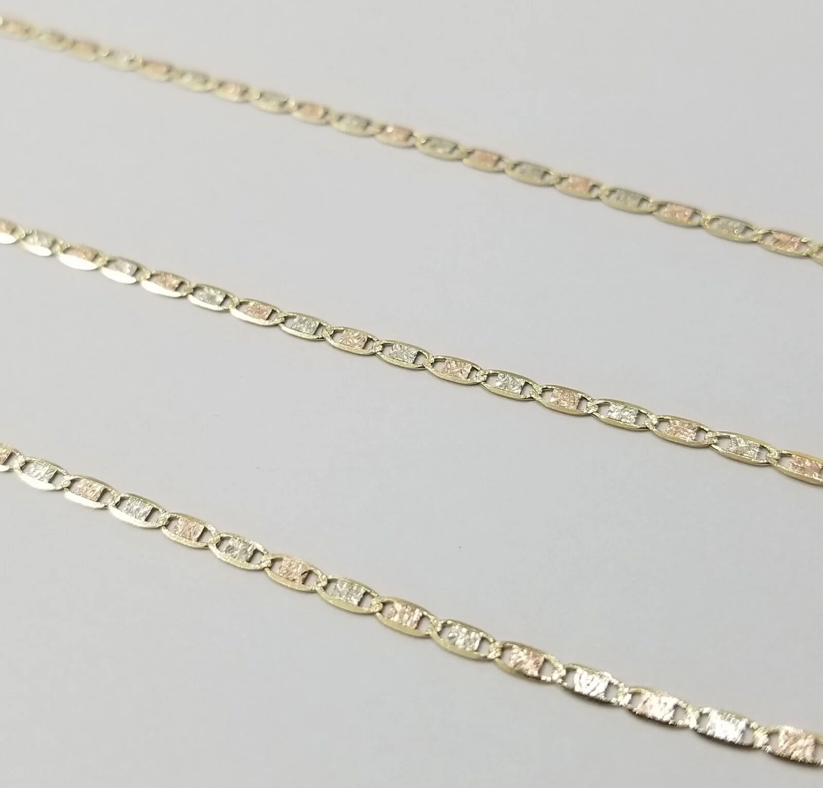 Real 10k Trio Gold Valentino Chain Necklace 2mm 20"  Inch Lobster Lock - Image 3