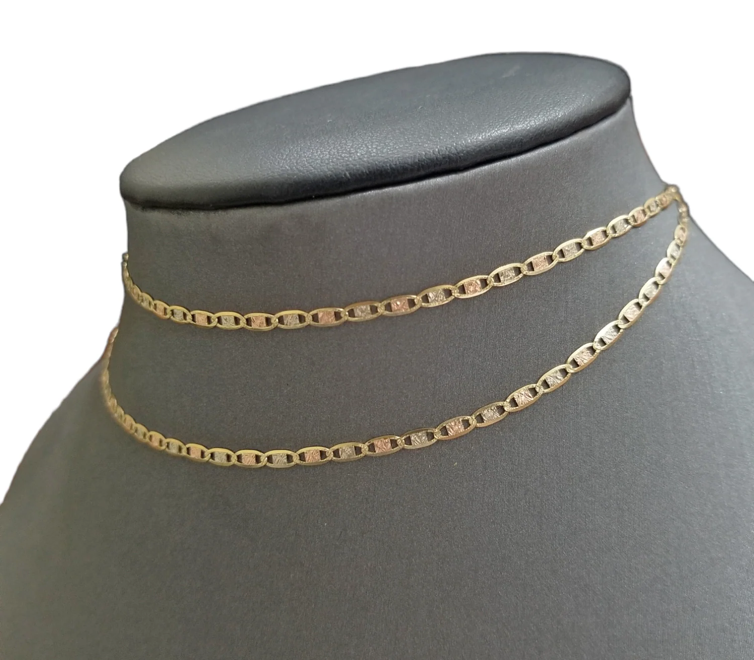 Real 10k Trio Gold Valentino Chain Necklace 2mm 20"  Inch Lobster Lock - Image 4