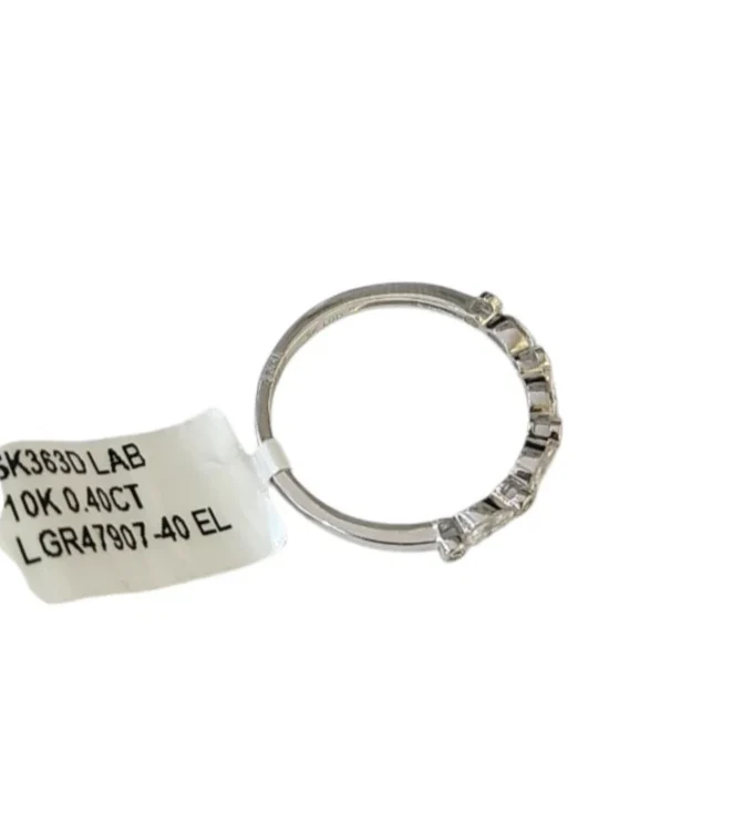 REAL 10k White Gold Diamond Ring Lab Created Ladies Wedding Band Women - Image 3