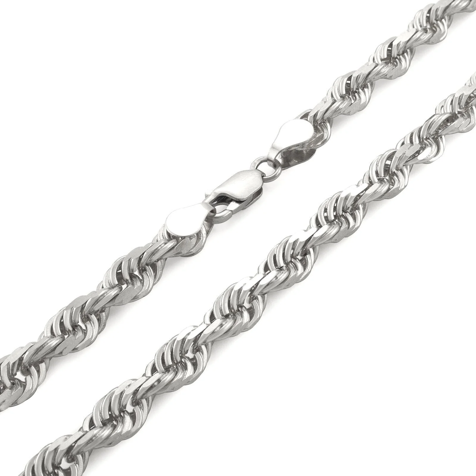 Real 10K White Gold Rope Chain 6mm Necklace 20-24'' Inches Lobster Lock 10kt - Image 6