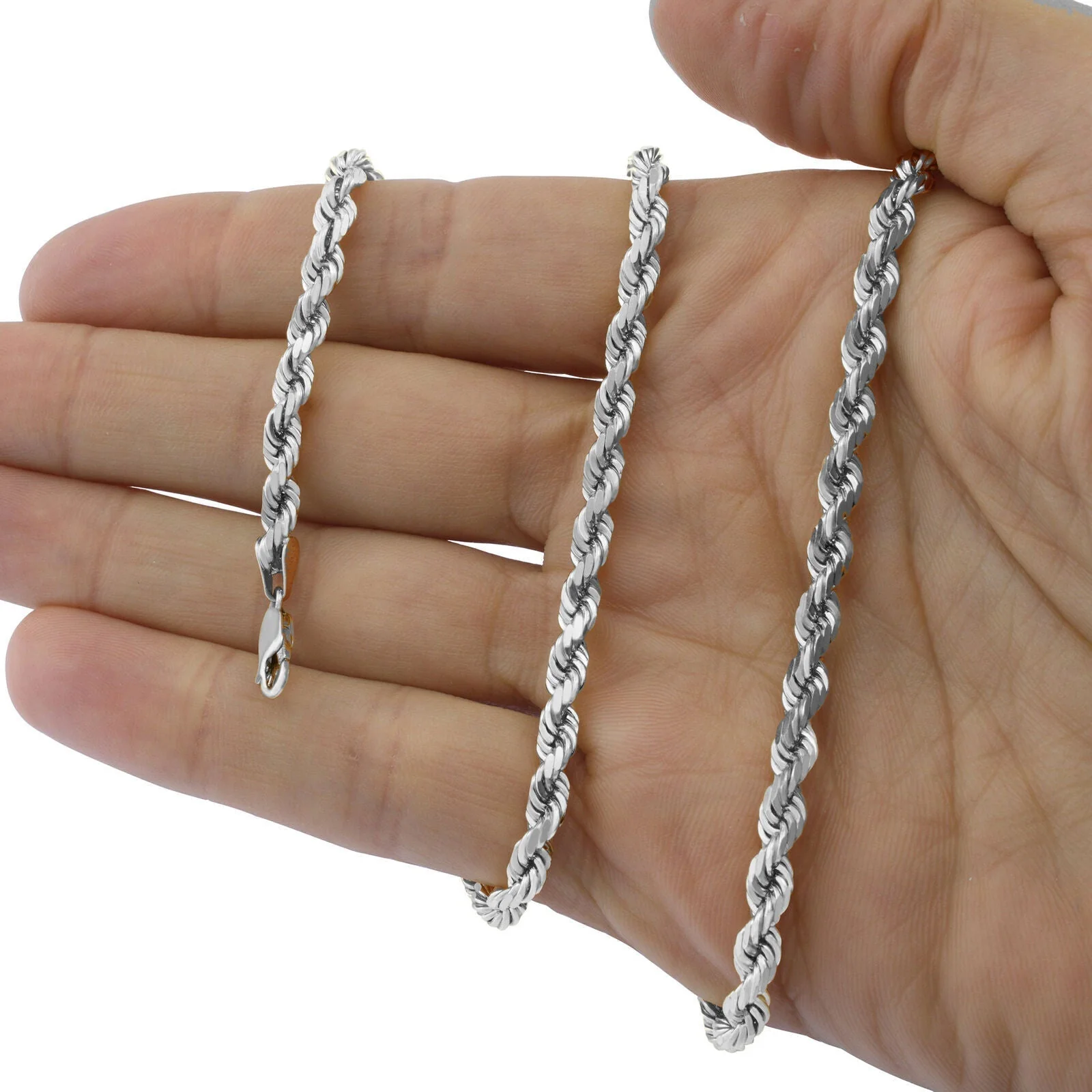 Real 10K White Gold Rope Chain 6mm Necklace 20-24'' Inches Lobster Lock 10kt - Image 9