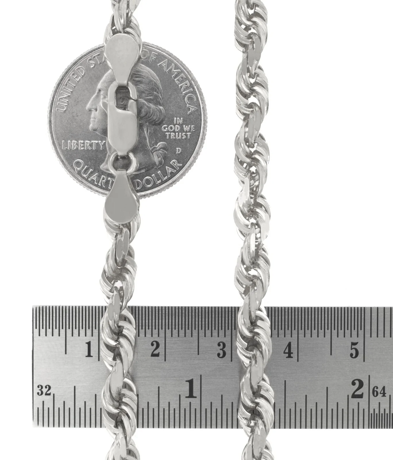 Real 10K White Gold Rope Chain 6mm Necklace 20'' Inches Lobster Lock 10kt - Image 2
