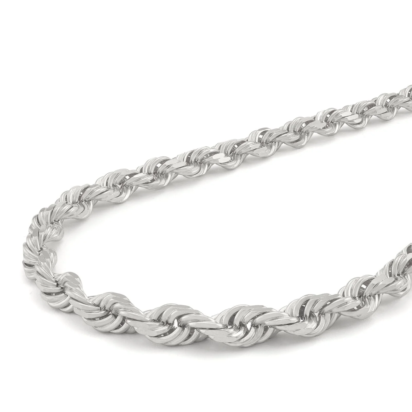 Real 10K White Gold Rope Chain 6mm Necklace 20'' Inches Lobster Lock 10kt - Image 6