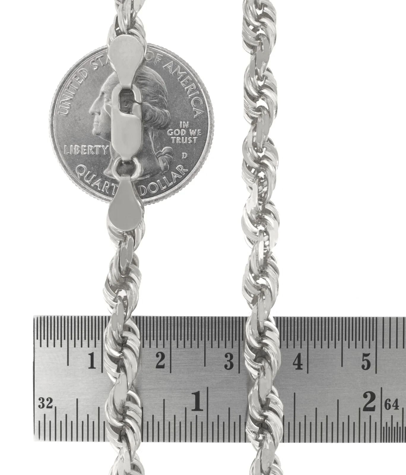 Real 10K White Gold Rope Chain 6mm Necklace 24'' Inches Lobster Lock 10kt - Image 2