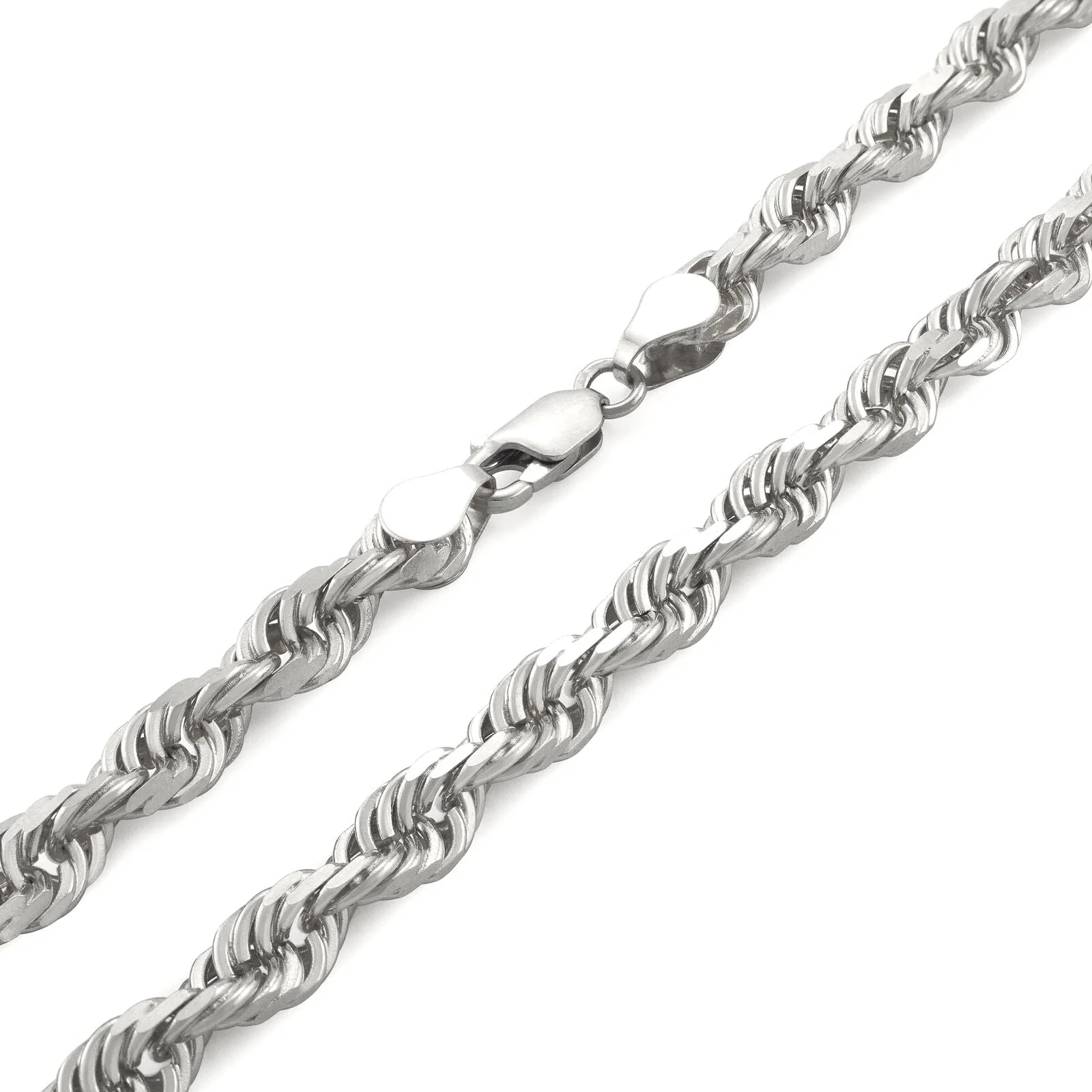 Real 10K White Gold Rope Chain 6mm Necklace 24'' Inches Lobster Lock 10kt - Image 6