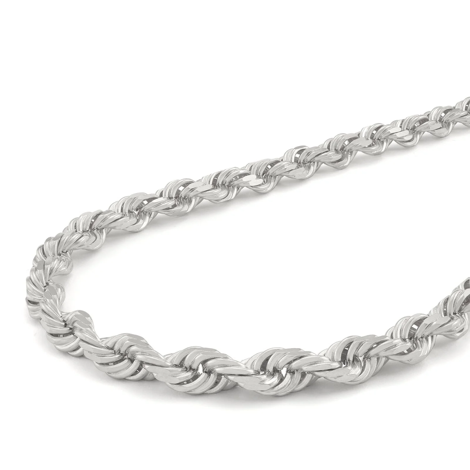 Real 10K White Gold Rope Chain 6mm Necklace 24'' Inches Lobster Lock 10kt - Image 8