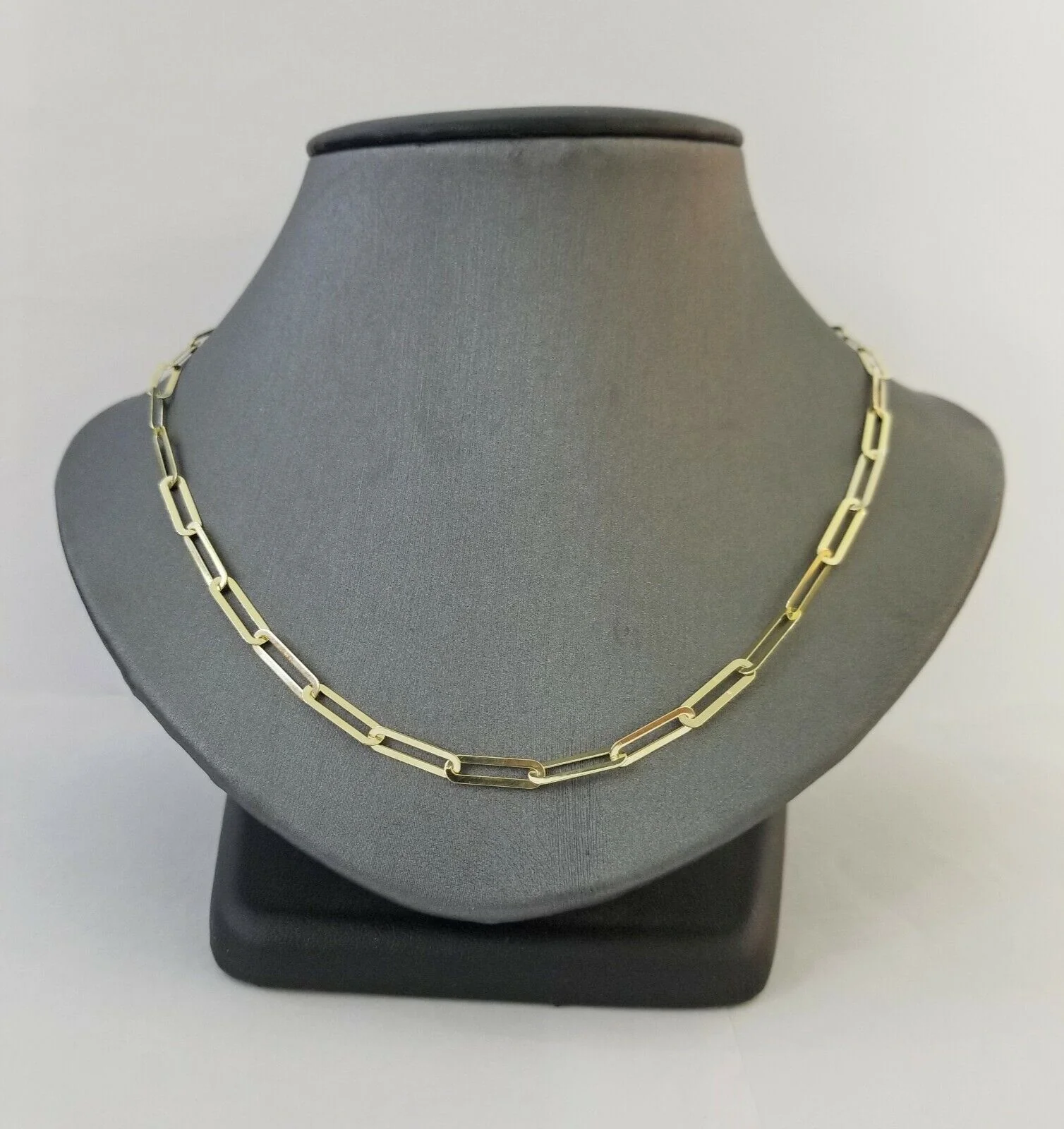 Real 10k Women Paperclip Chain 4mm 16" lobster Clasp Yellow Gold Necklace - Image 3