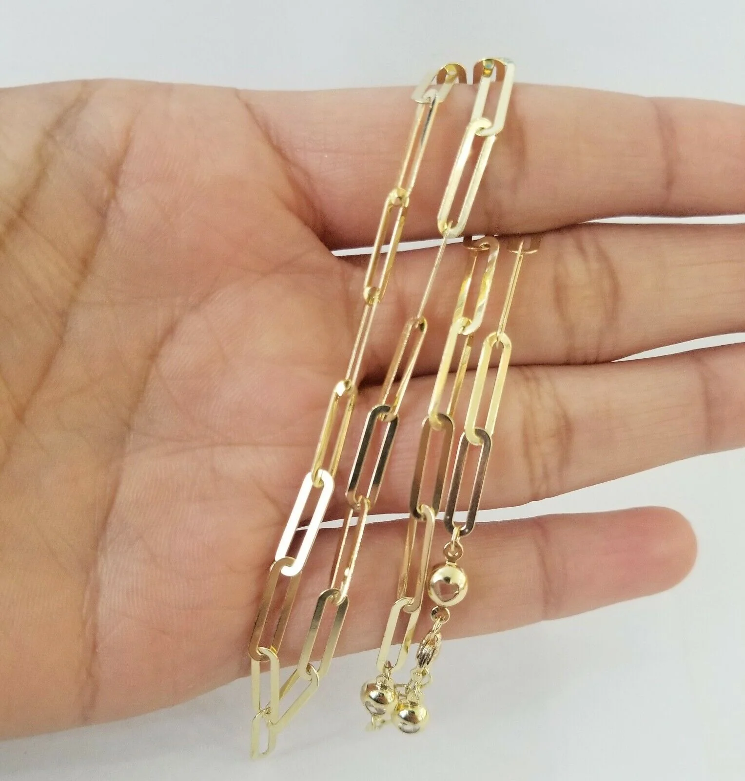 Real 10k Women Paperclip Chain 4mm 18" lobster Clasp,10kt yellow Gold necklace - Image 4