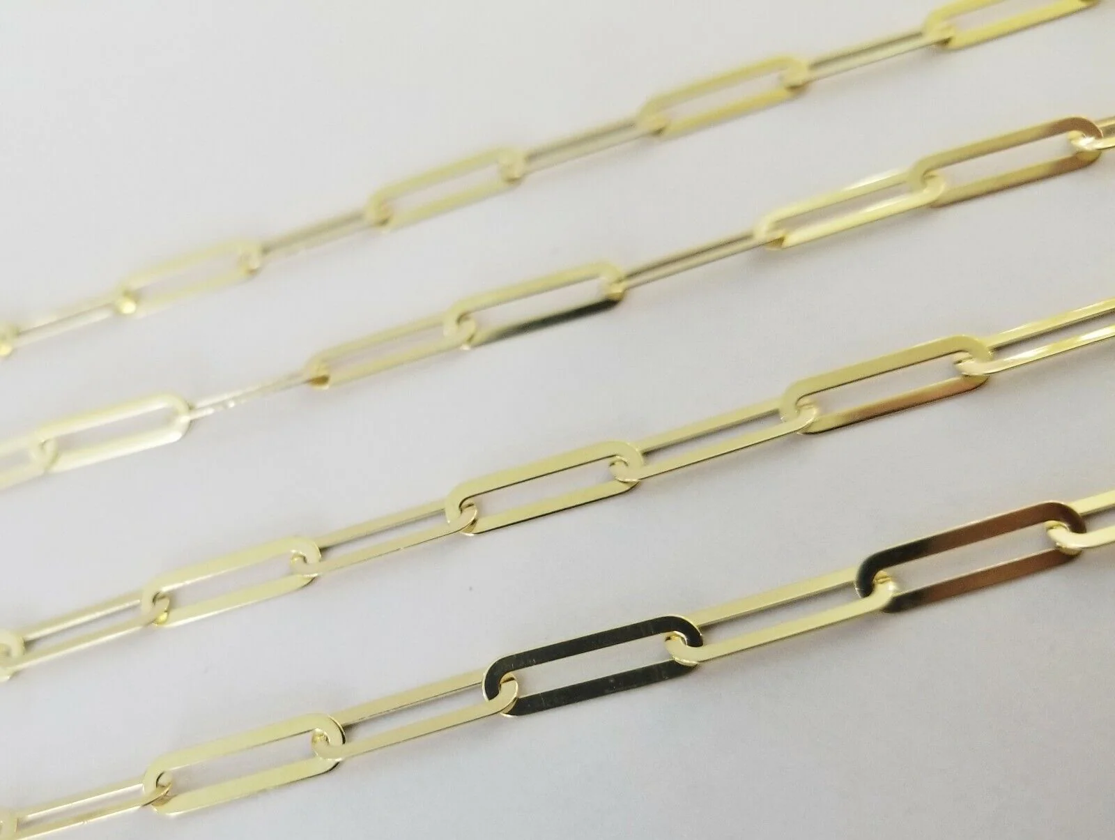 Real 10k Women Paperclip Chain 4mm 22" lobster Clasp 10kt yellow Gold necklace - Image 6
