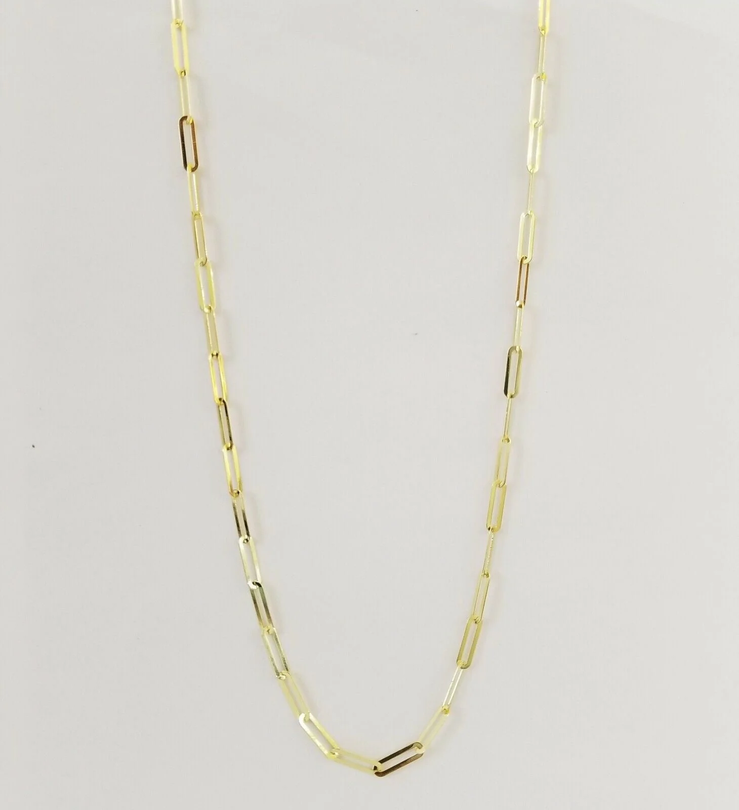 Real 10k Women Paperclip Necklace 20" 4mm lobster Clasp Yellow Gold Chain - Image 4