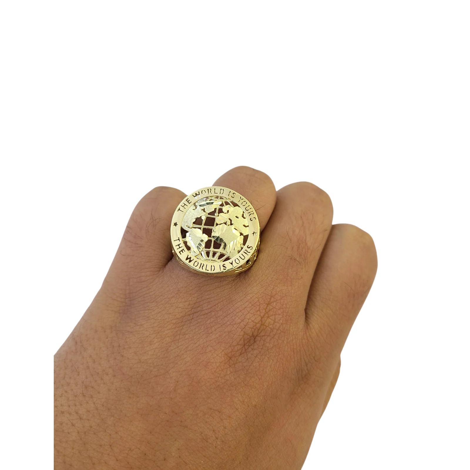 Real 10k World is Yours Ring Yellow Gold Men 10Kt Genuine Ring Sizes 6,7,8,9,10,11 & 12