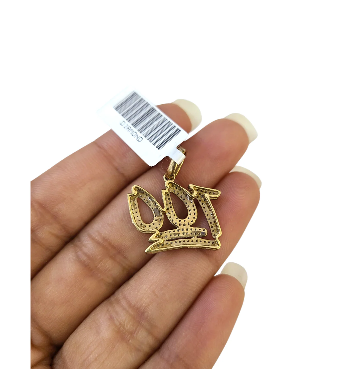 Real 10k Yellow Gold 100 Diamond Charm Pendant 1'' inch Genuine 10kt - Image 5