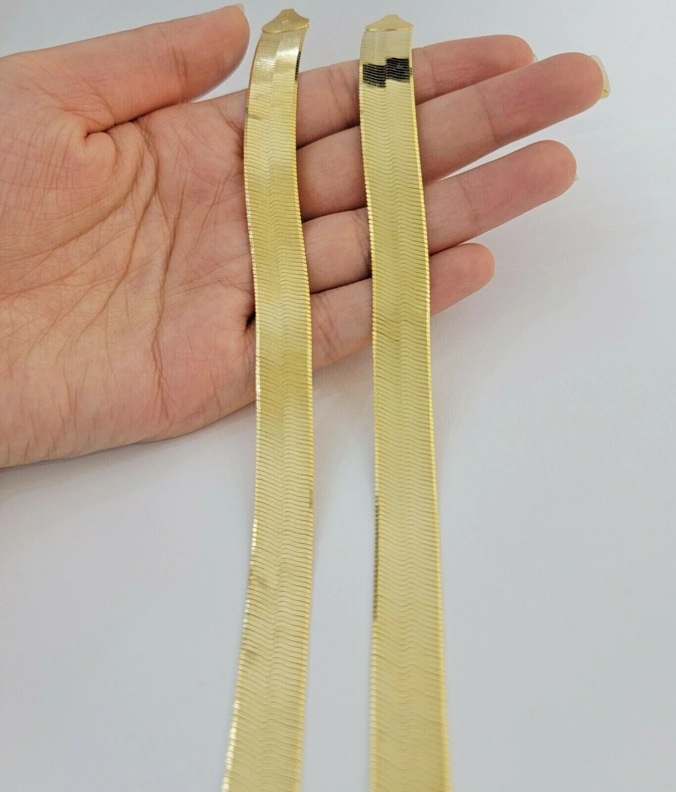 Real 10k Yellow Gold 12mm Herring Bone Chain Necklace 18'' Inch Lobster lock - Image 6