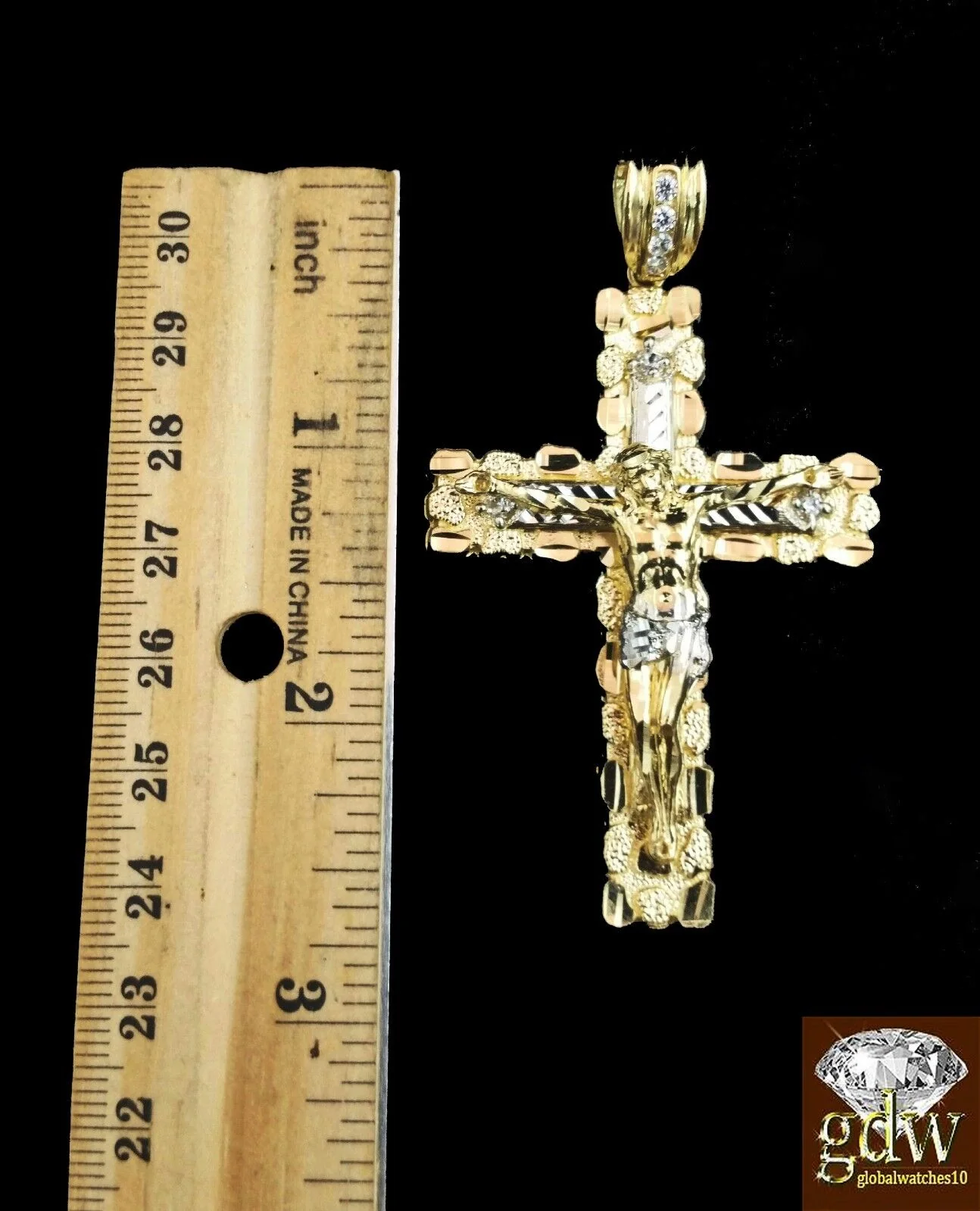Real 10K Yellow Gold 28" Inch Rope Chain Necklace Cross Pendant Charm - Image 5