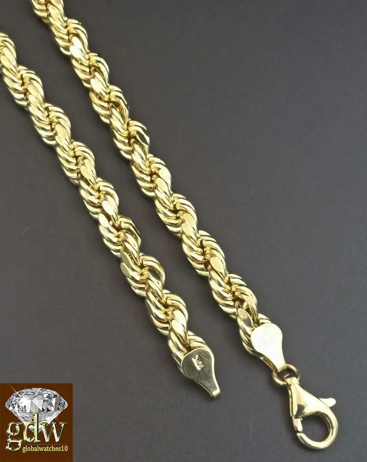 Real 10K Yellow Gold 28" Inch Rope Chain with Jesus Cross Charm Pendant  Men - Image 6
