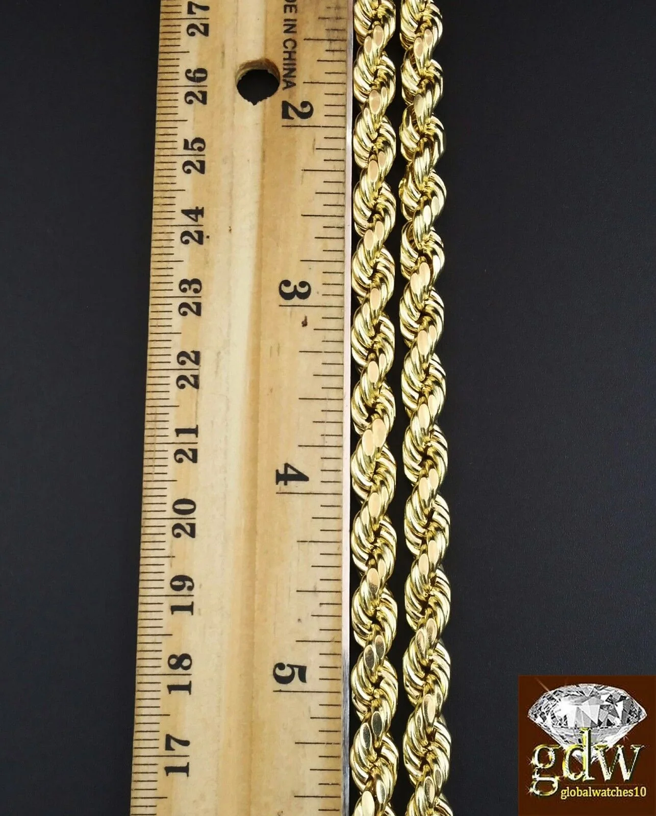 Real 10K Yellow Gold 28" Inch Rope Chain with Jesus Cross Charm Pendant  Men - Image 8