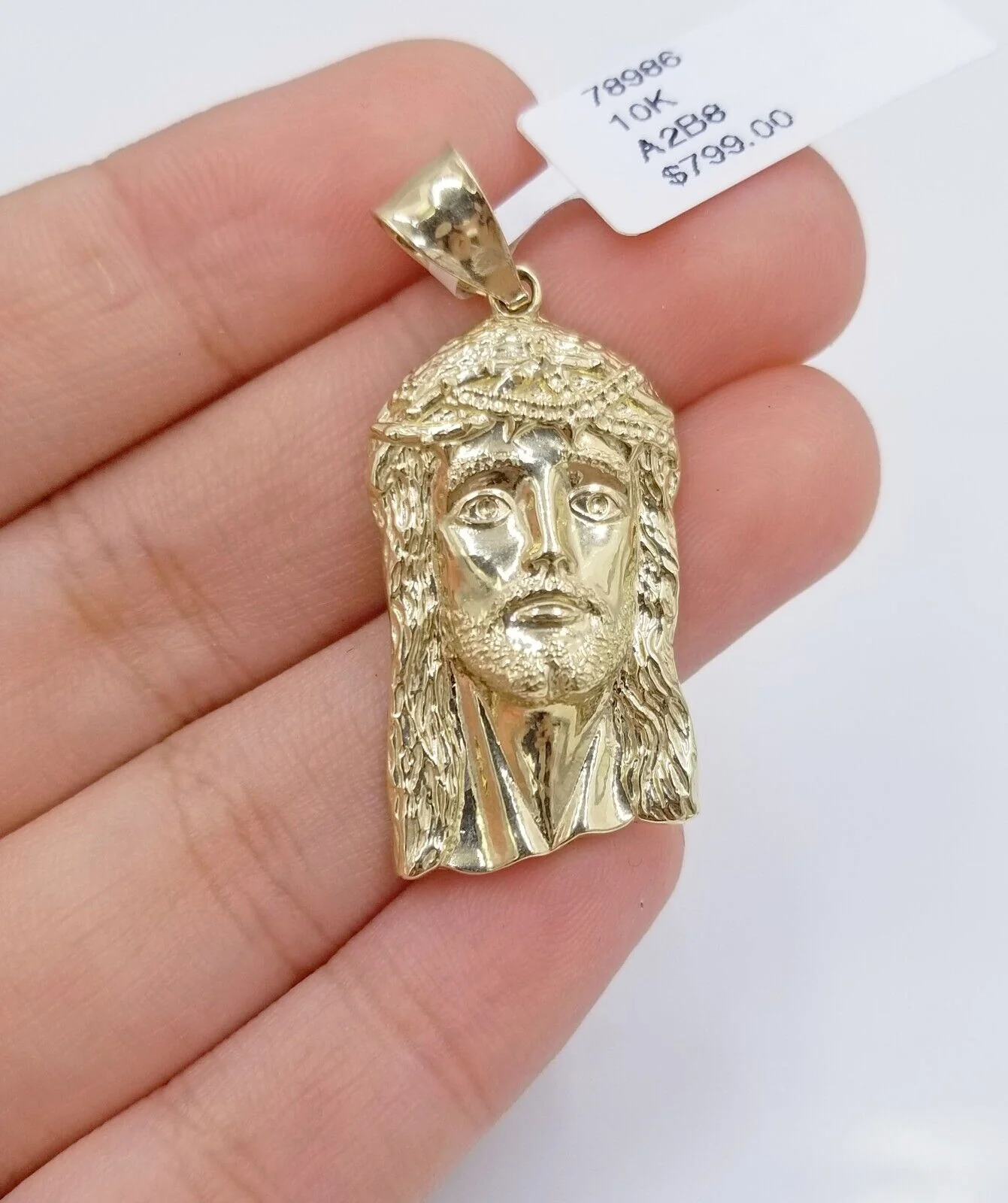 Real 10k Yellow Gold 3mm Rope Chain 20" inch Necklace And Jesus Head Pendant - Image 5