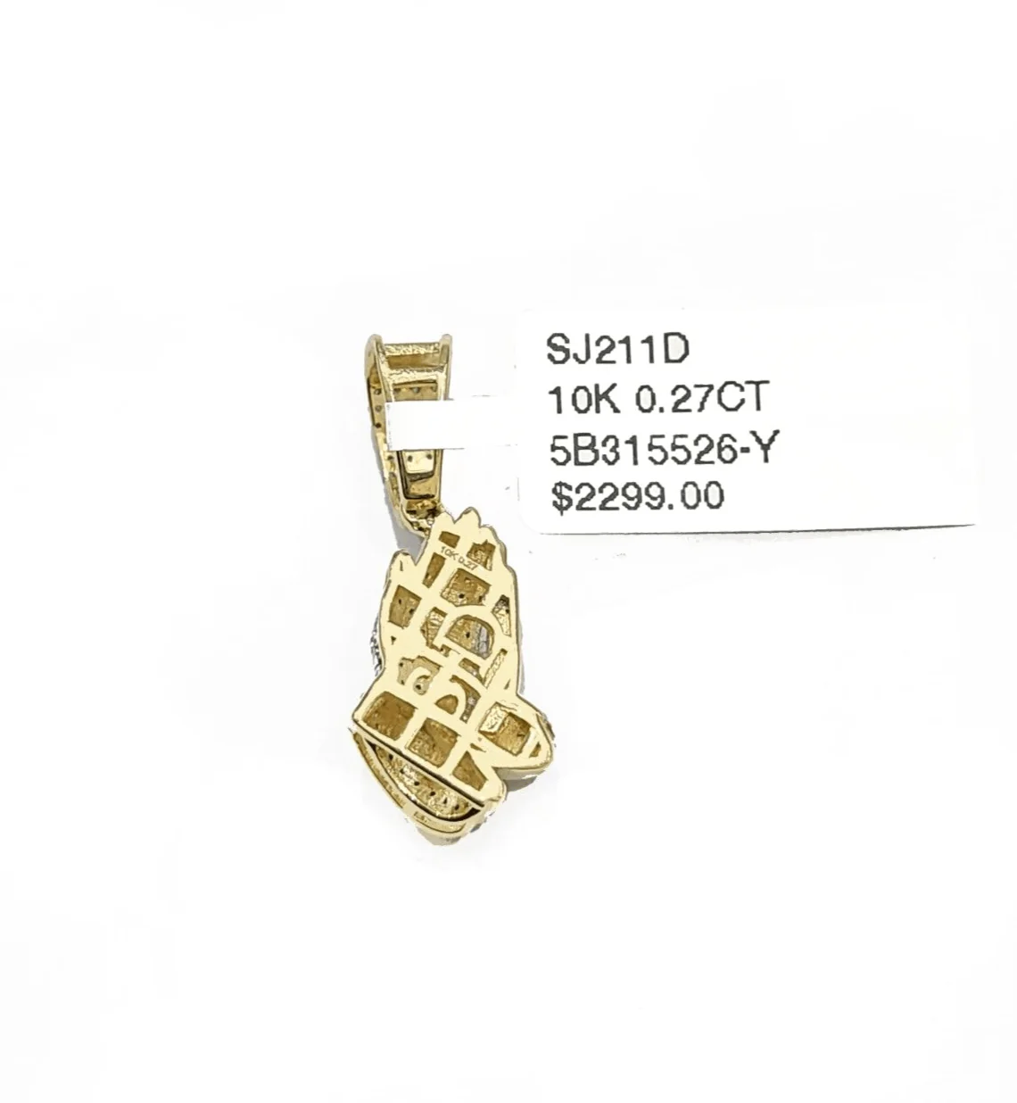Real 10k Yellow Gold 3mm Rope Chain 20" inch Necklace Praying Hand Charm Pendant - Image 10