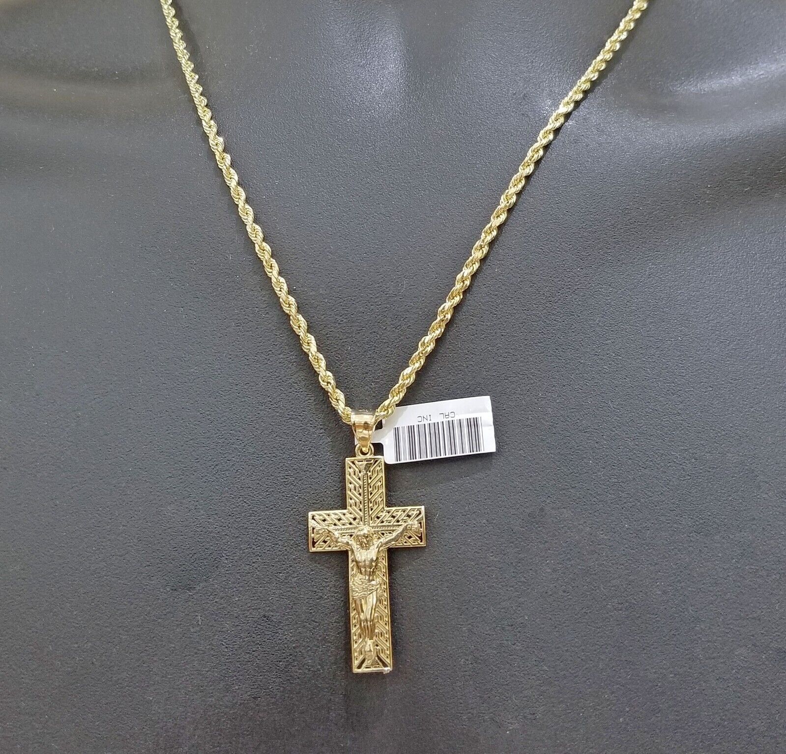 Real 10k Yellow Gold 3mm Rope Chain Cross Pendant 20" inch Necklace , Men Women - Image 4